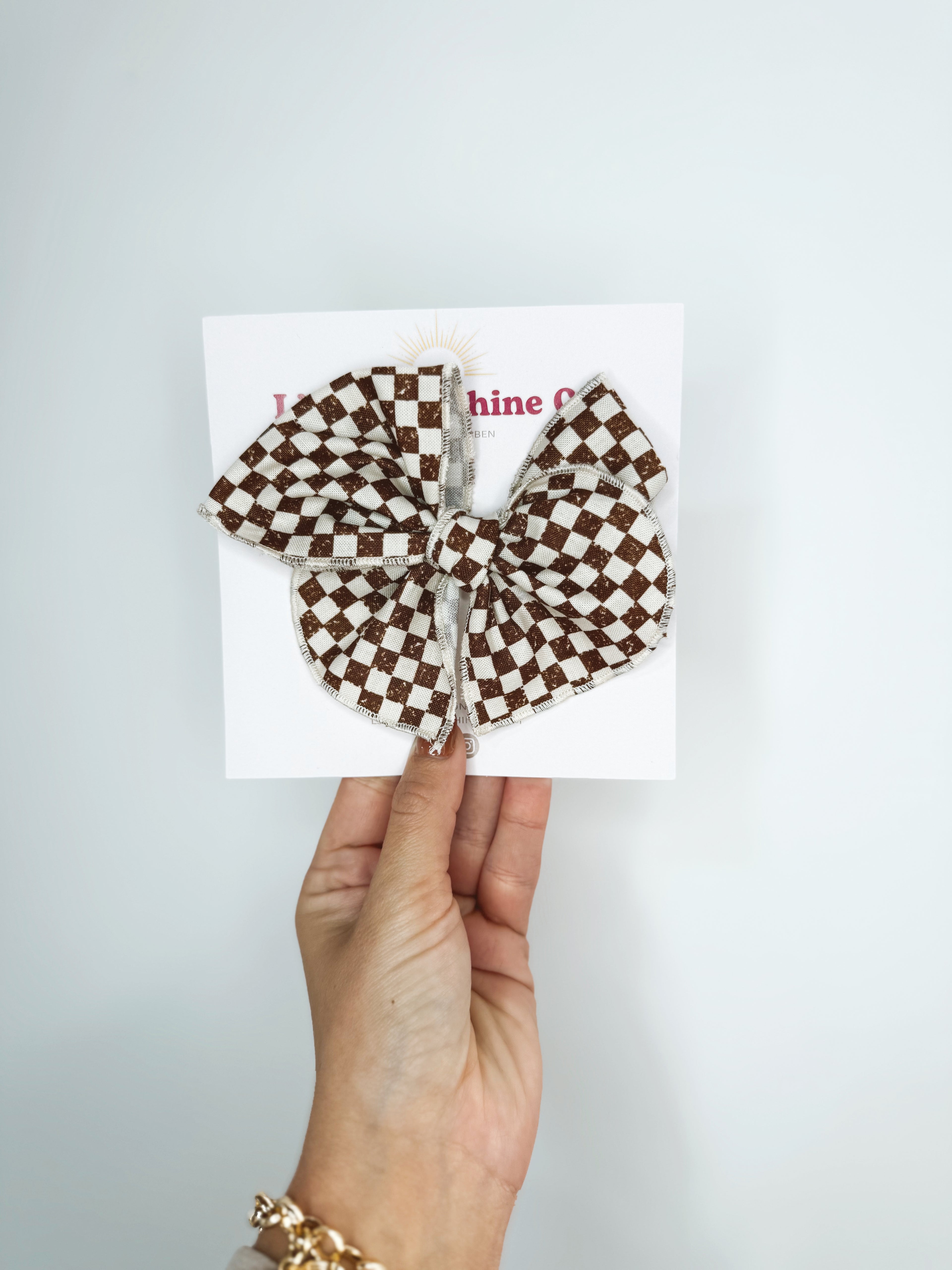Neutral Checks Hair Bows