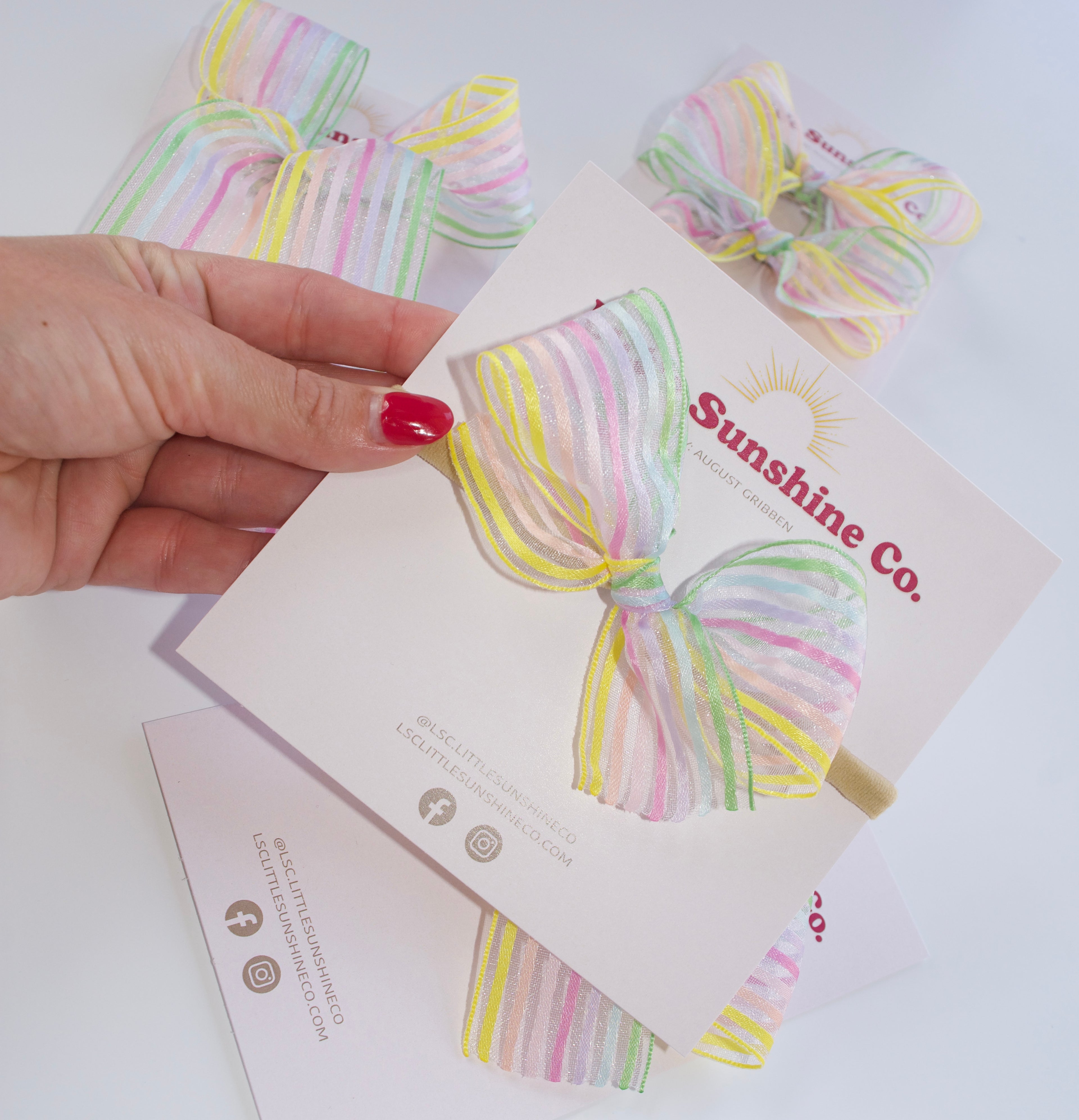 Rainbow Ribbon Hair Bows