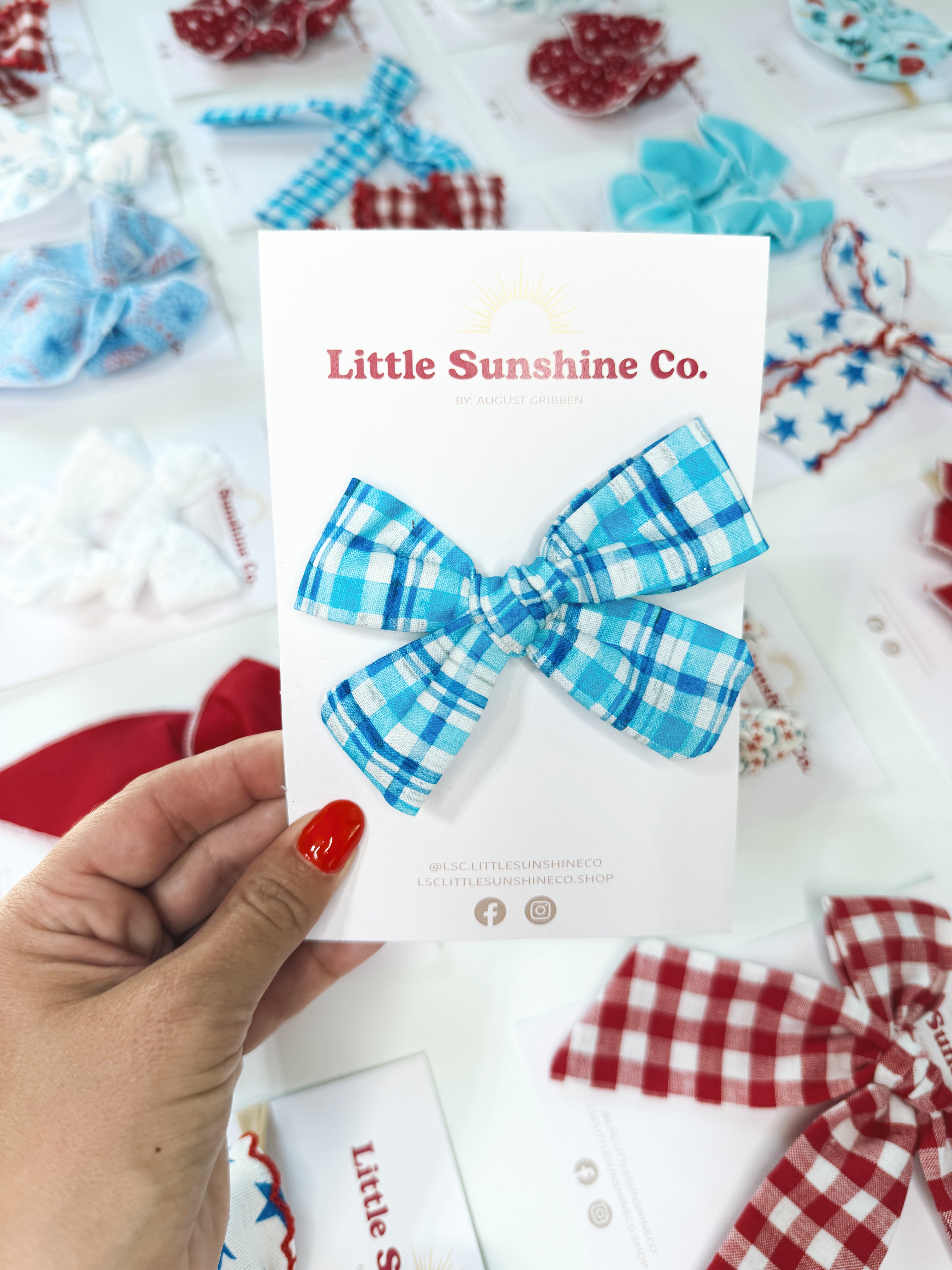 Blue Ribbon Picnic Hair Bows