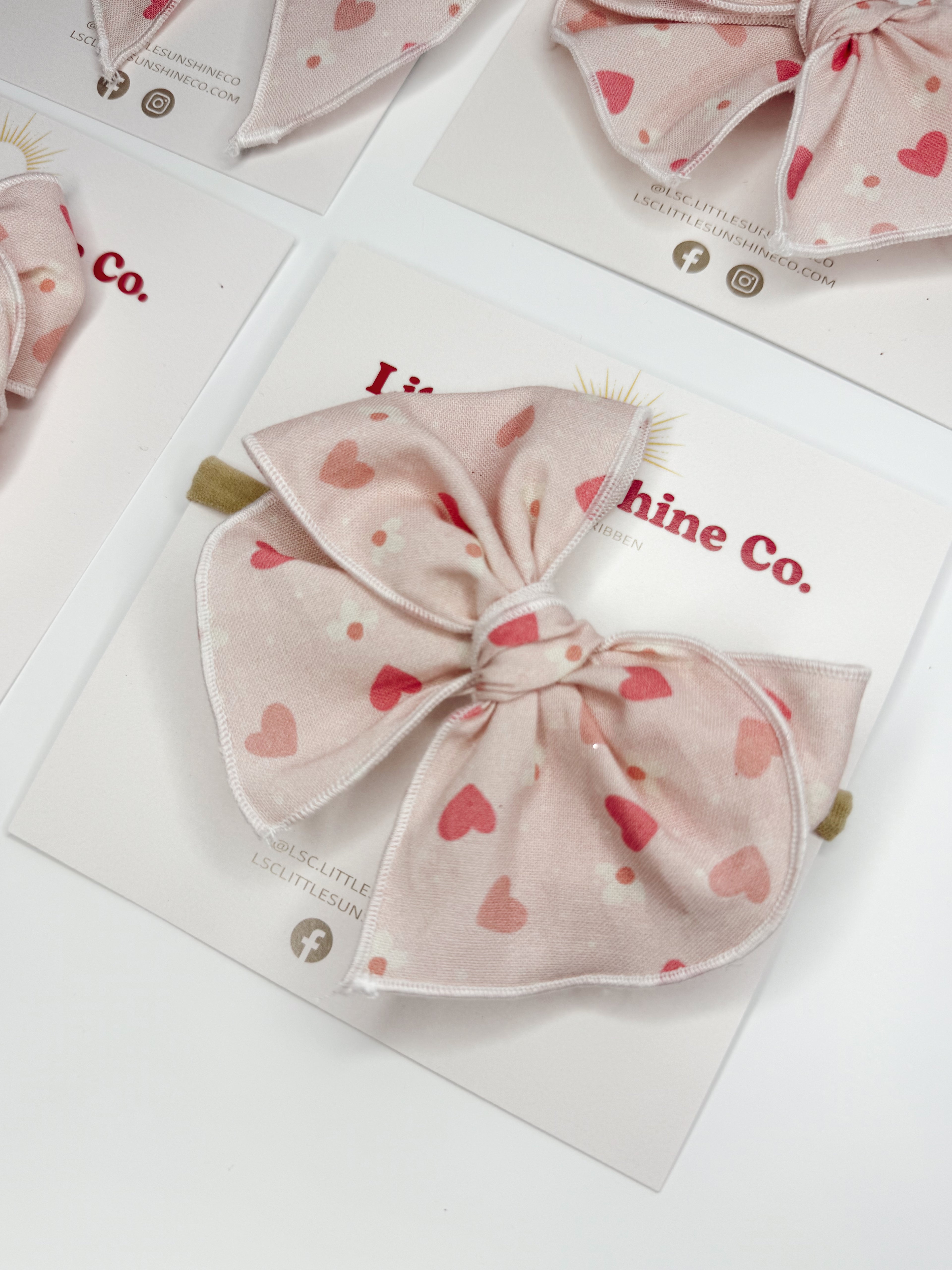 Blushing Hearts Hair Bows