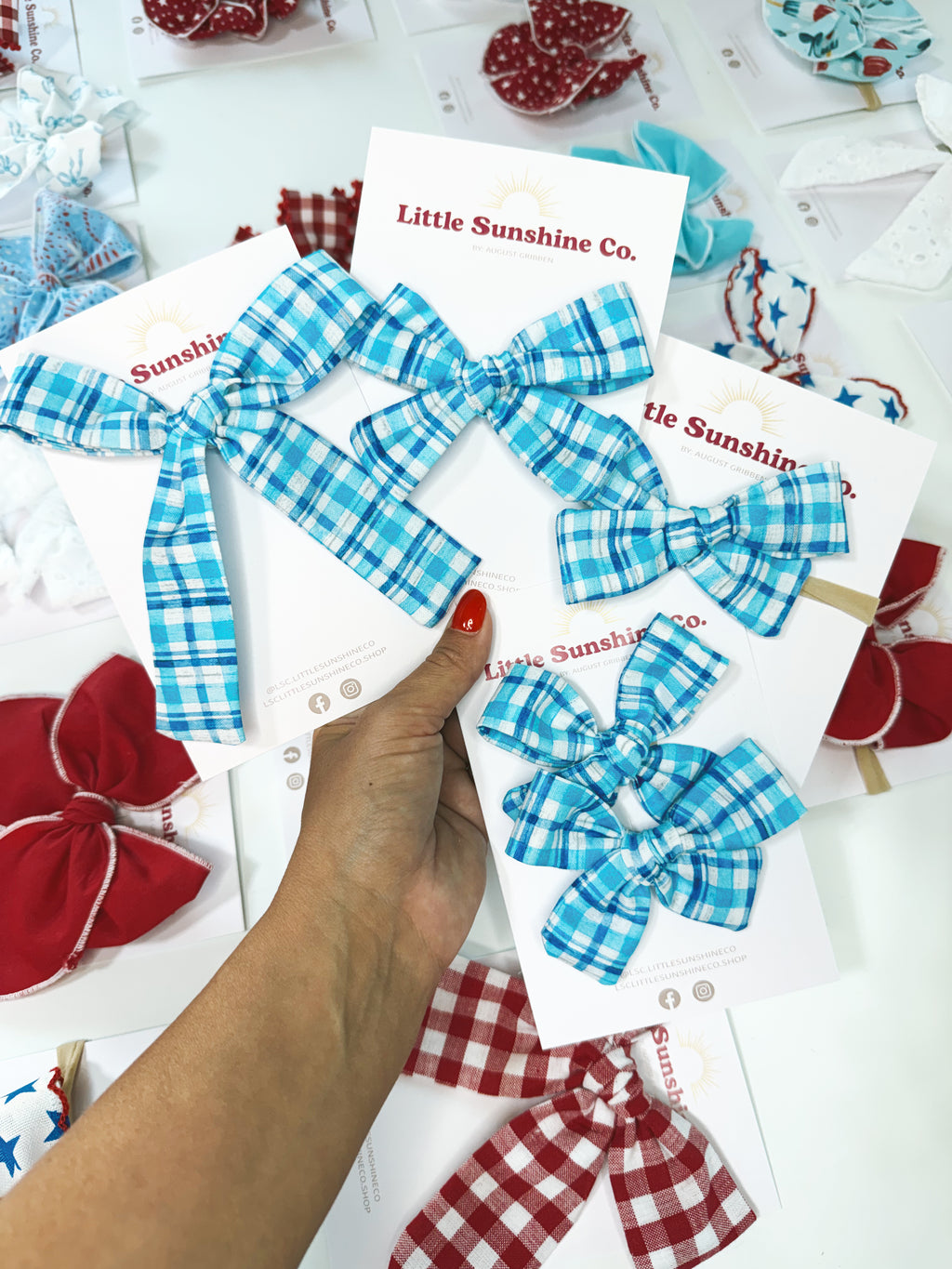 Blue Ribbon Picnic Hair Bows
