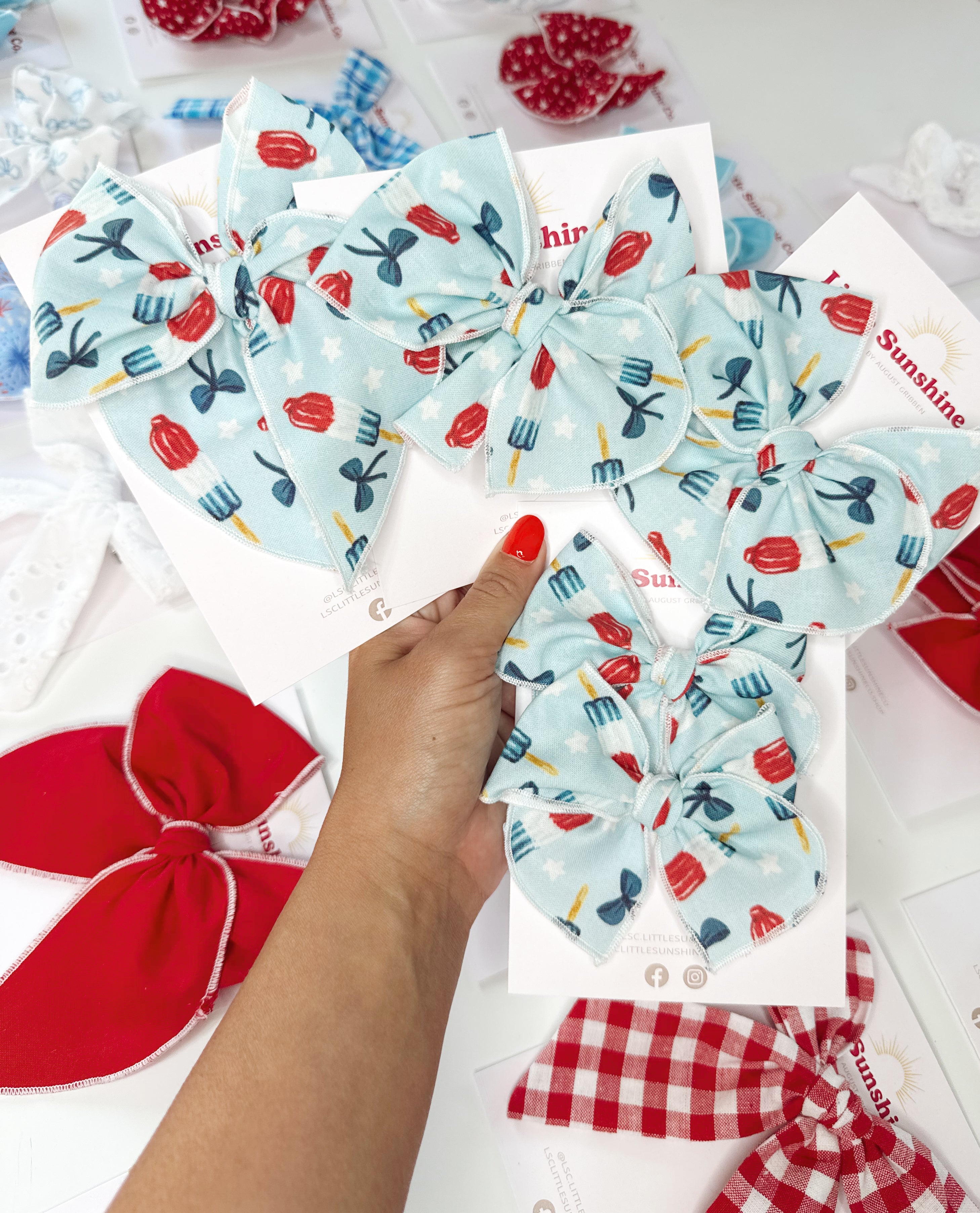 Red, White, & Cool Hair Bows
