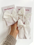Textured White Hair Bows