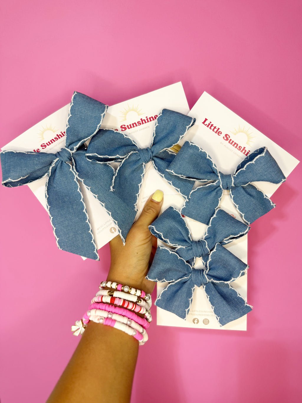 Blue Jean Ribbed Bows 💙