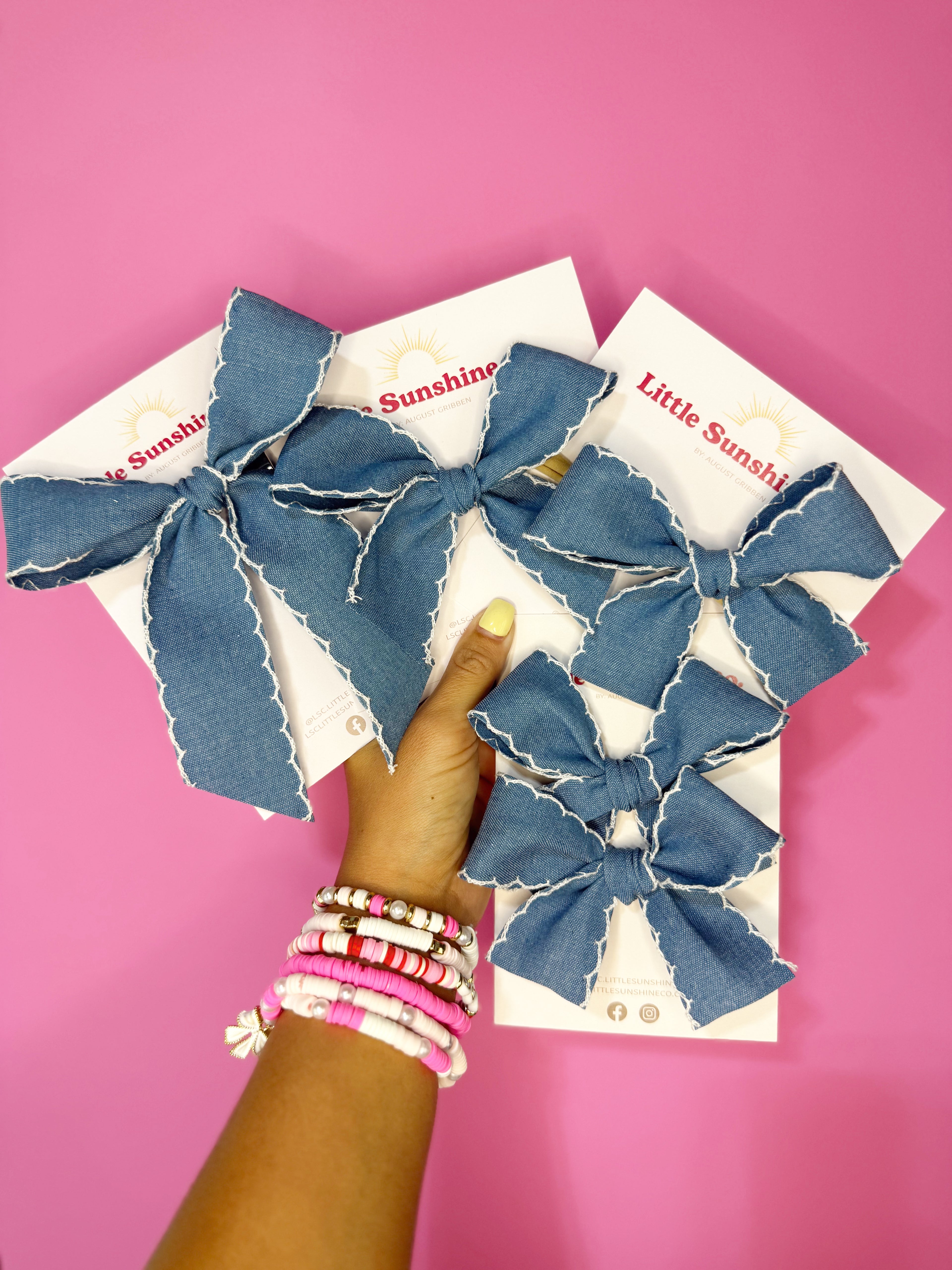 Blue Jean Ribbed Bows 💙