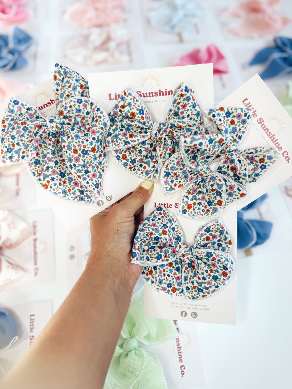 Evie Blue Floral Hair Bows