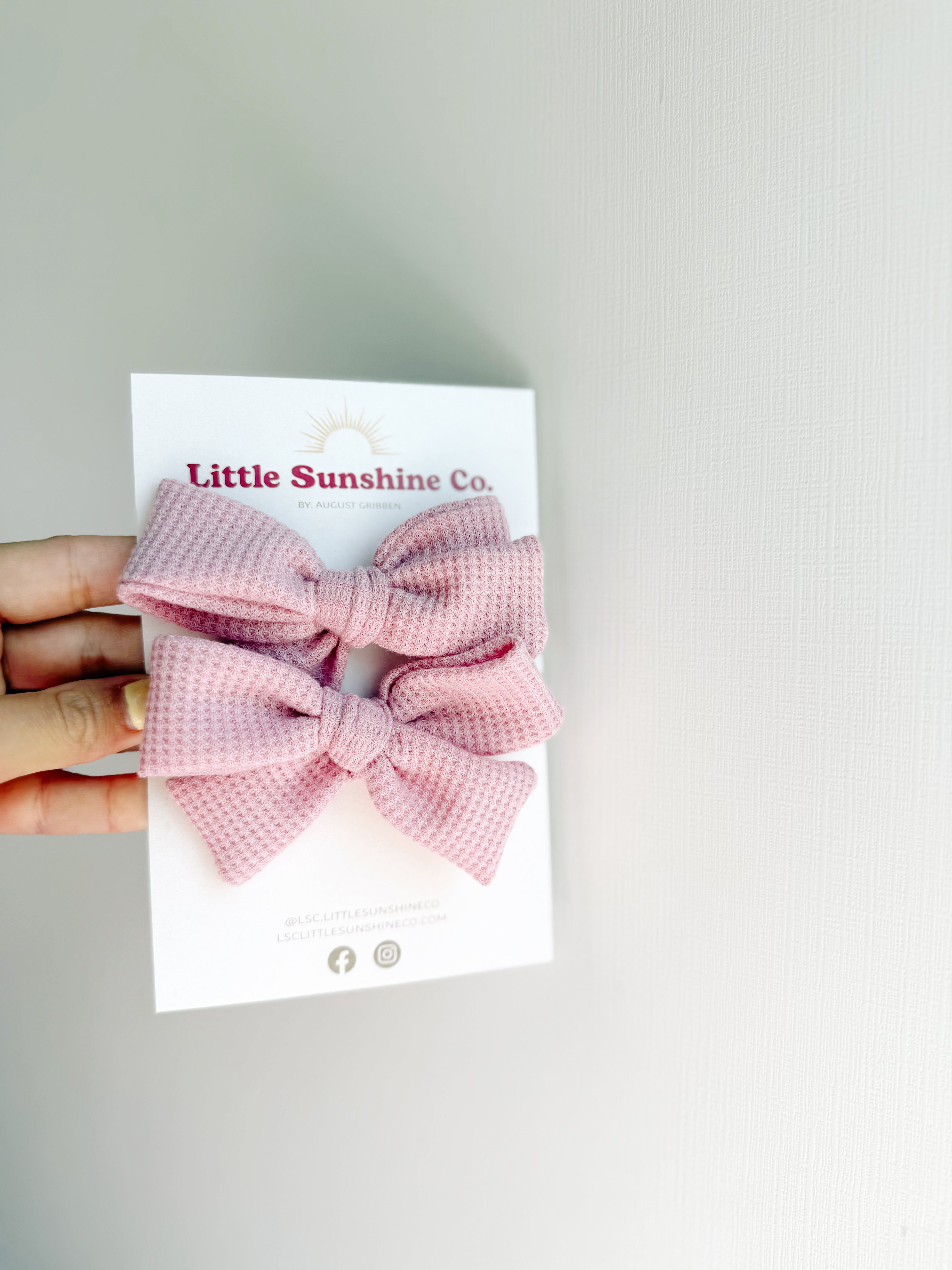 Pink Waffle Knit Hair Bows