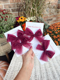 Deep Wine Tulle Hair Bows