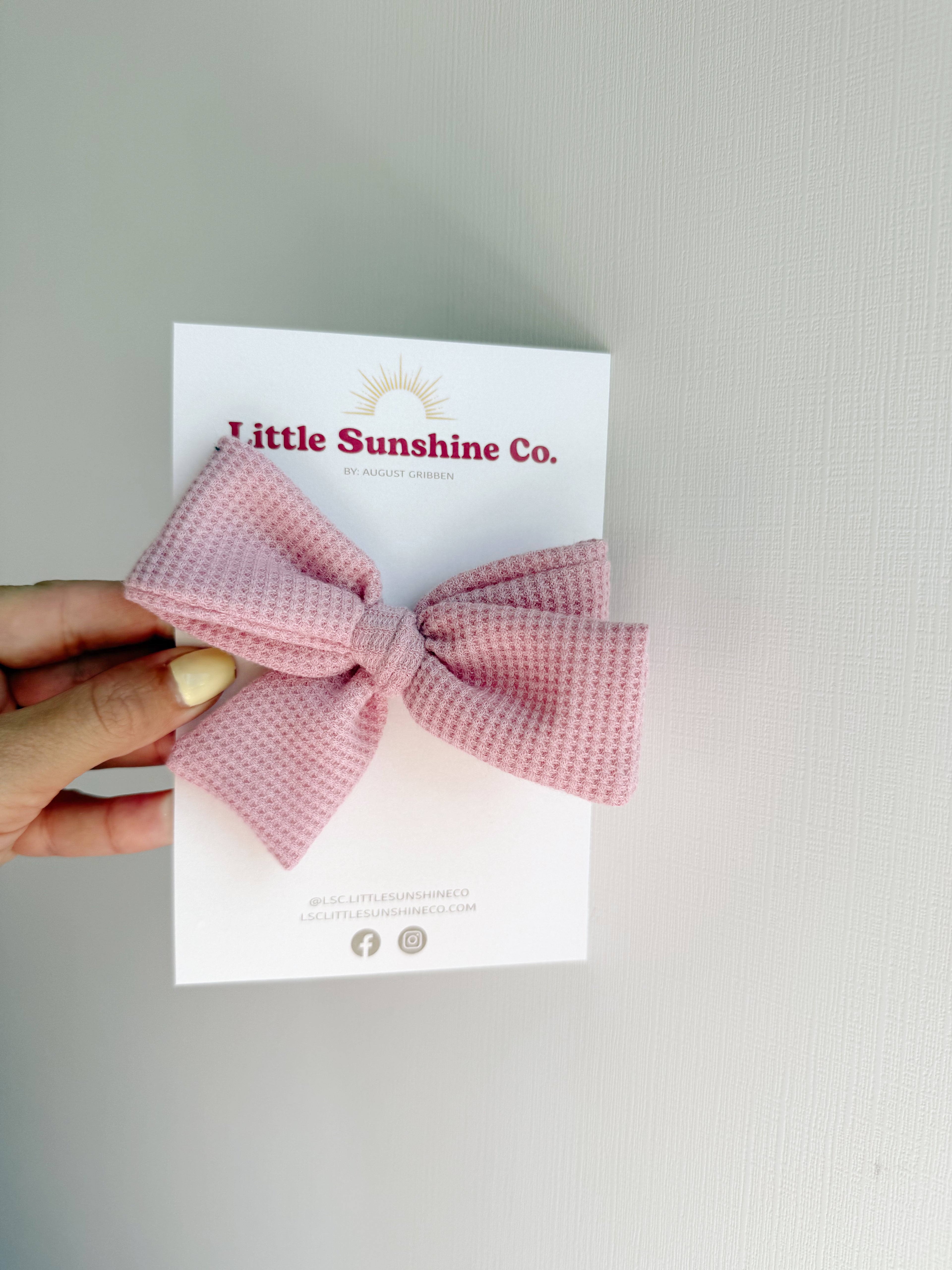 Pink Waffle Knit Hair Bows
