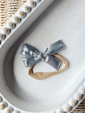 Silver bow - nylon headband