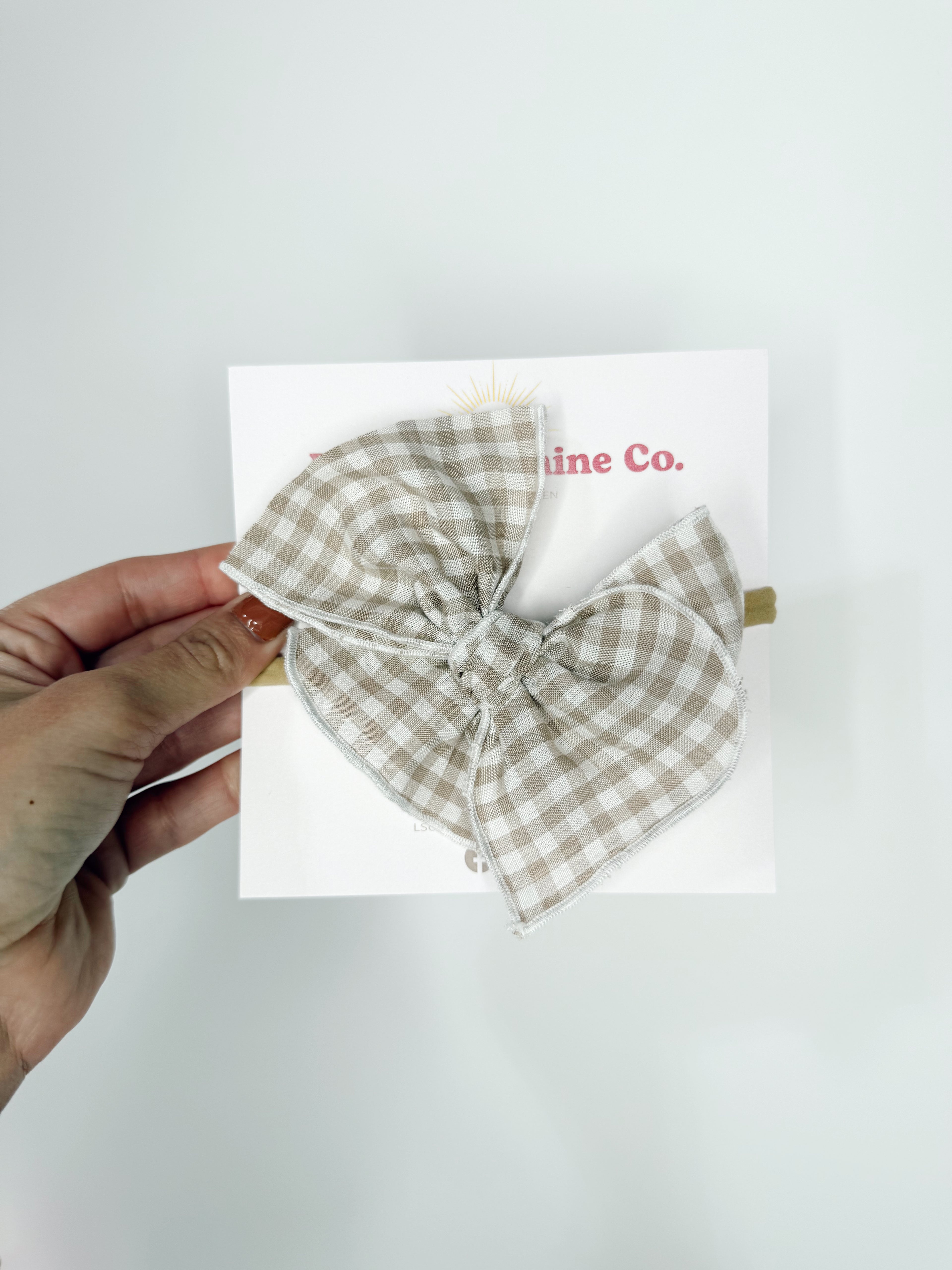 Neutral Gingham Hair Bows