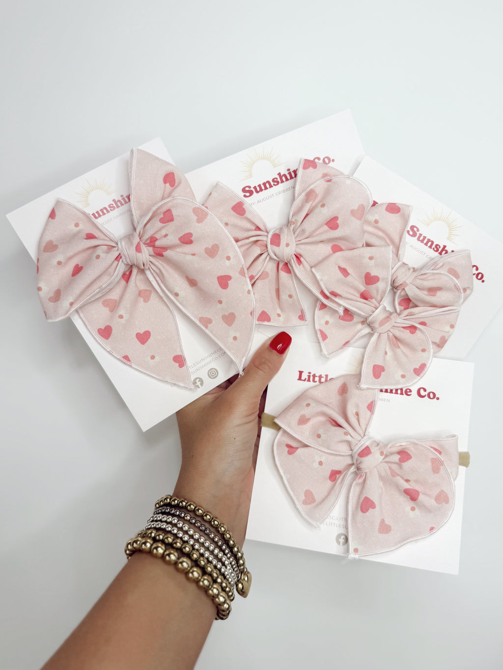 Blushing Hearts Hair Bows