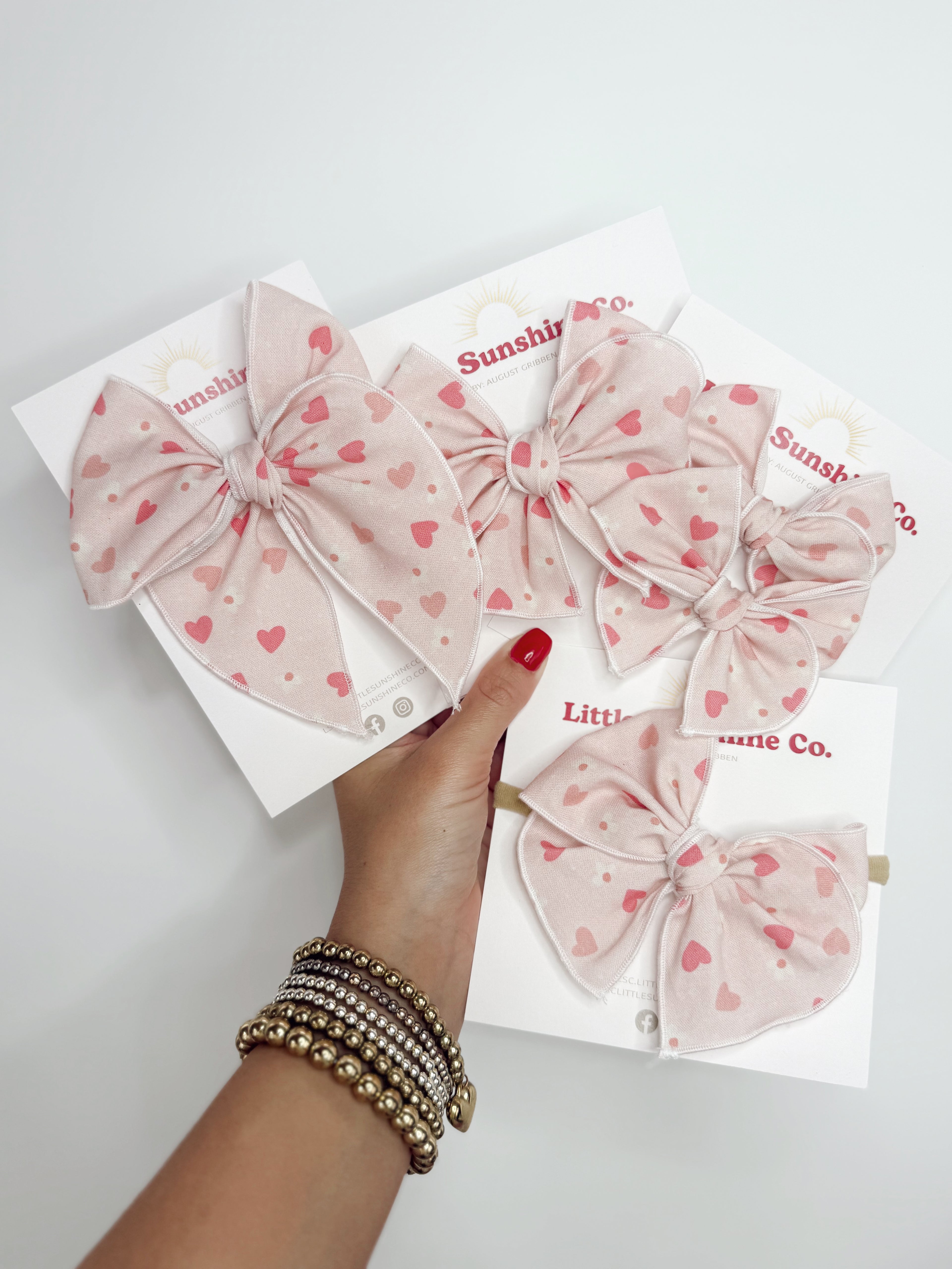 Blushing Hearts Hair Bows