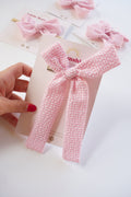 Pink Gingham Pinwheel Hair Bows
