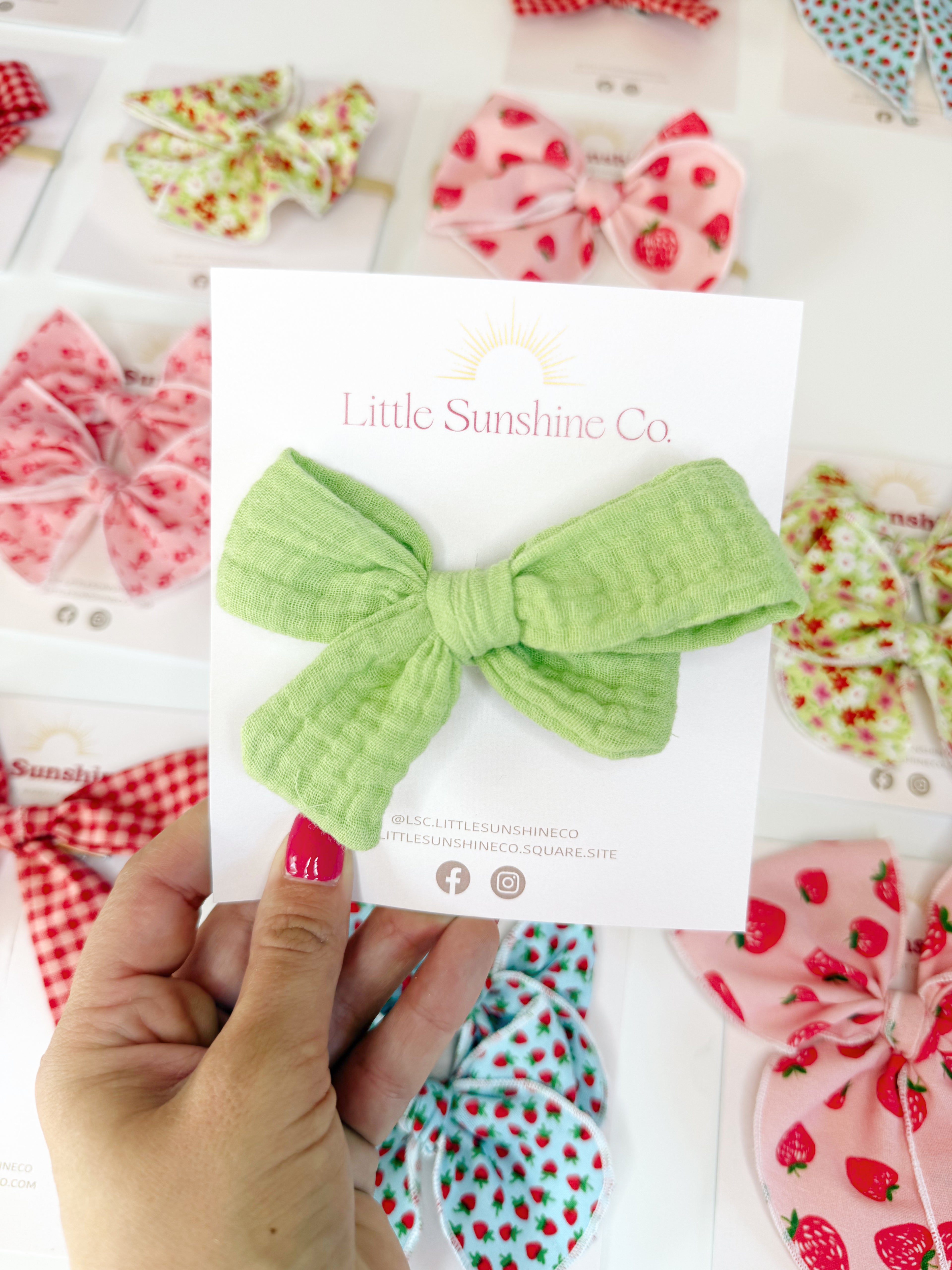 Lime Gauze Hair Bows