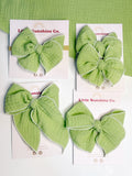 Light Green Gauze Hair Bows
