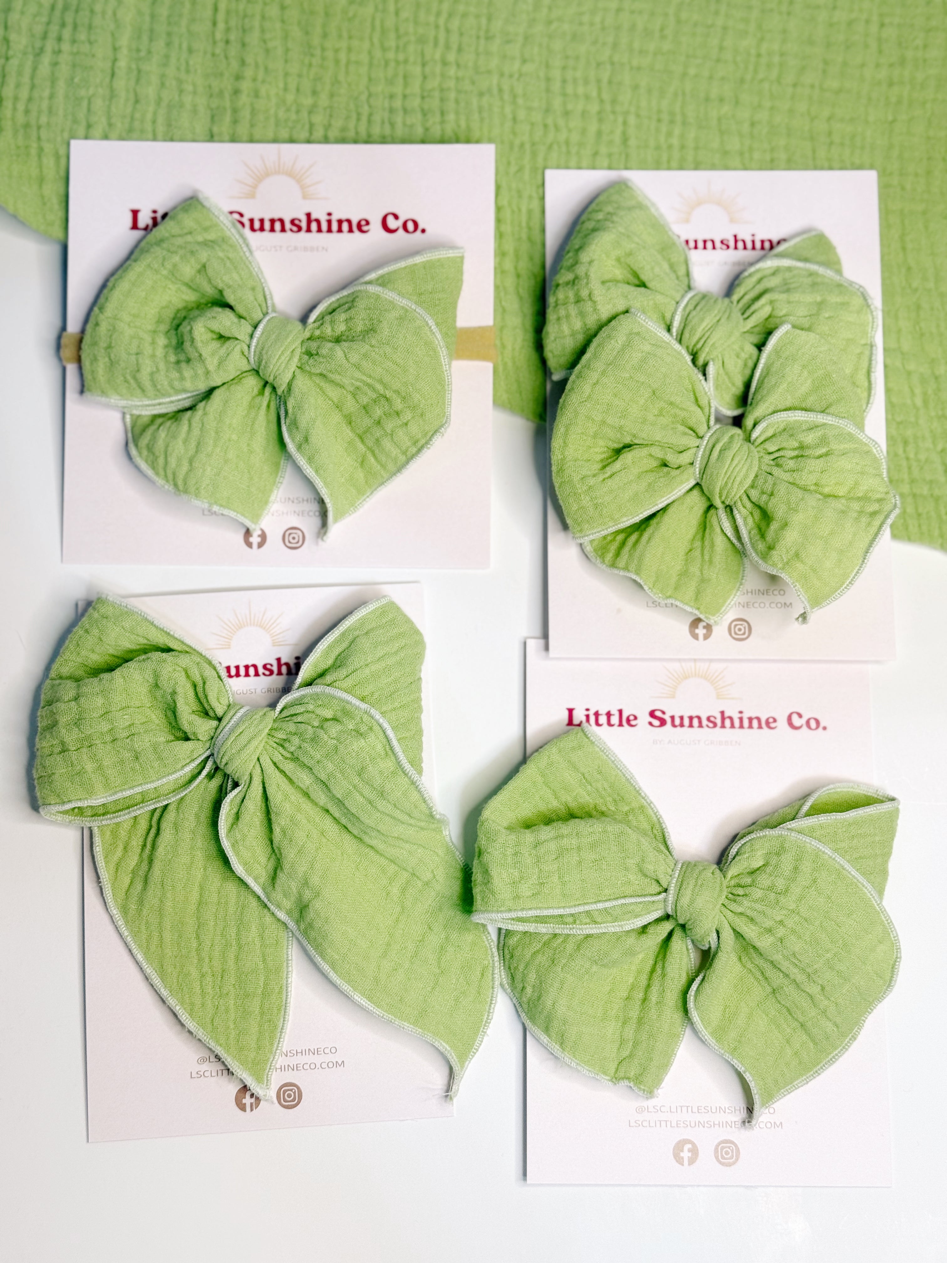 Light Green Gauze Hair Bows