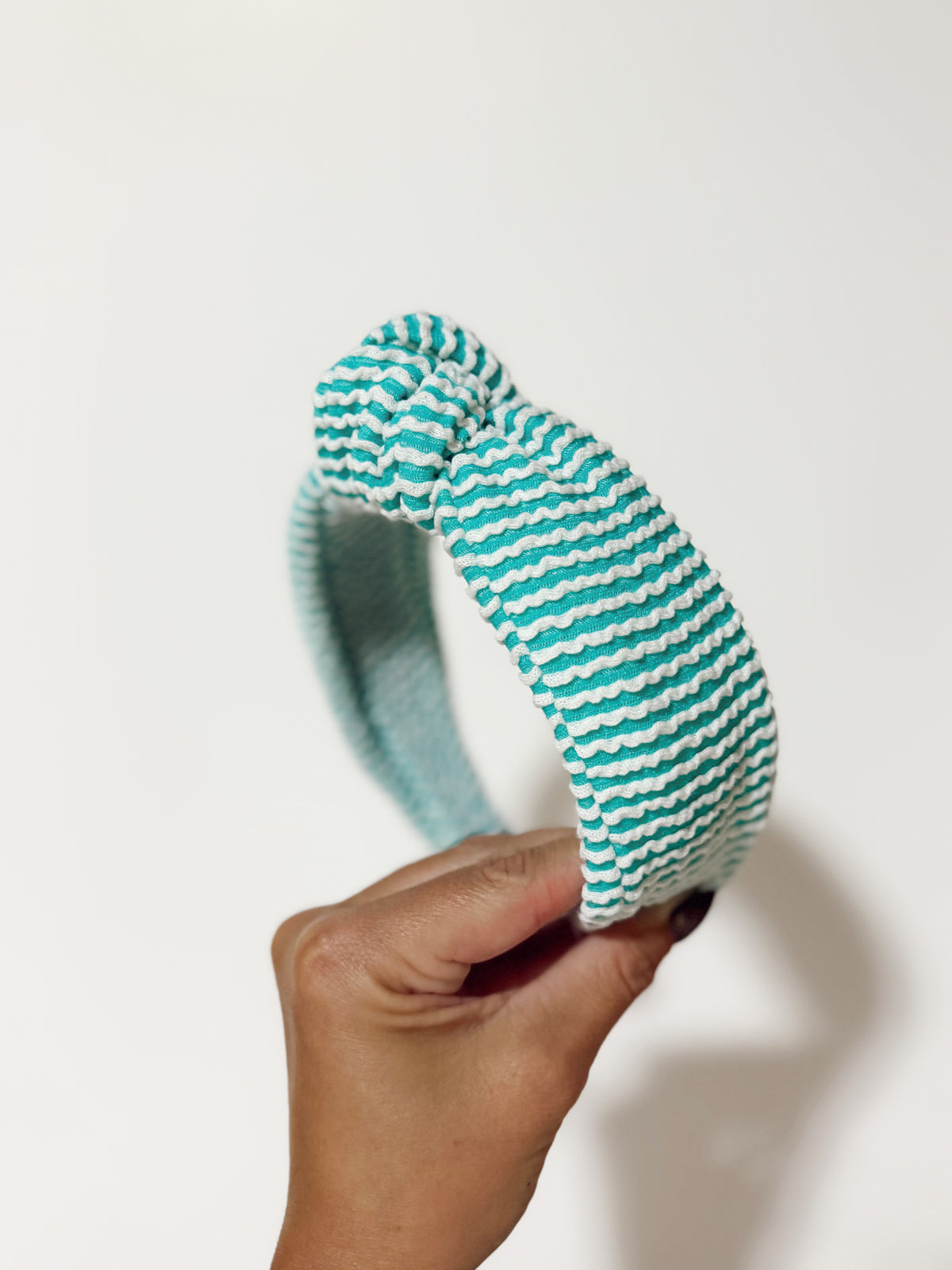 Teal Ribbed Knotted Headband