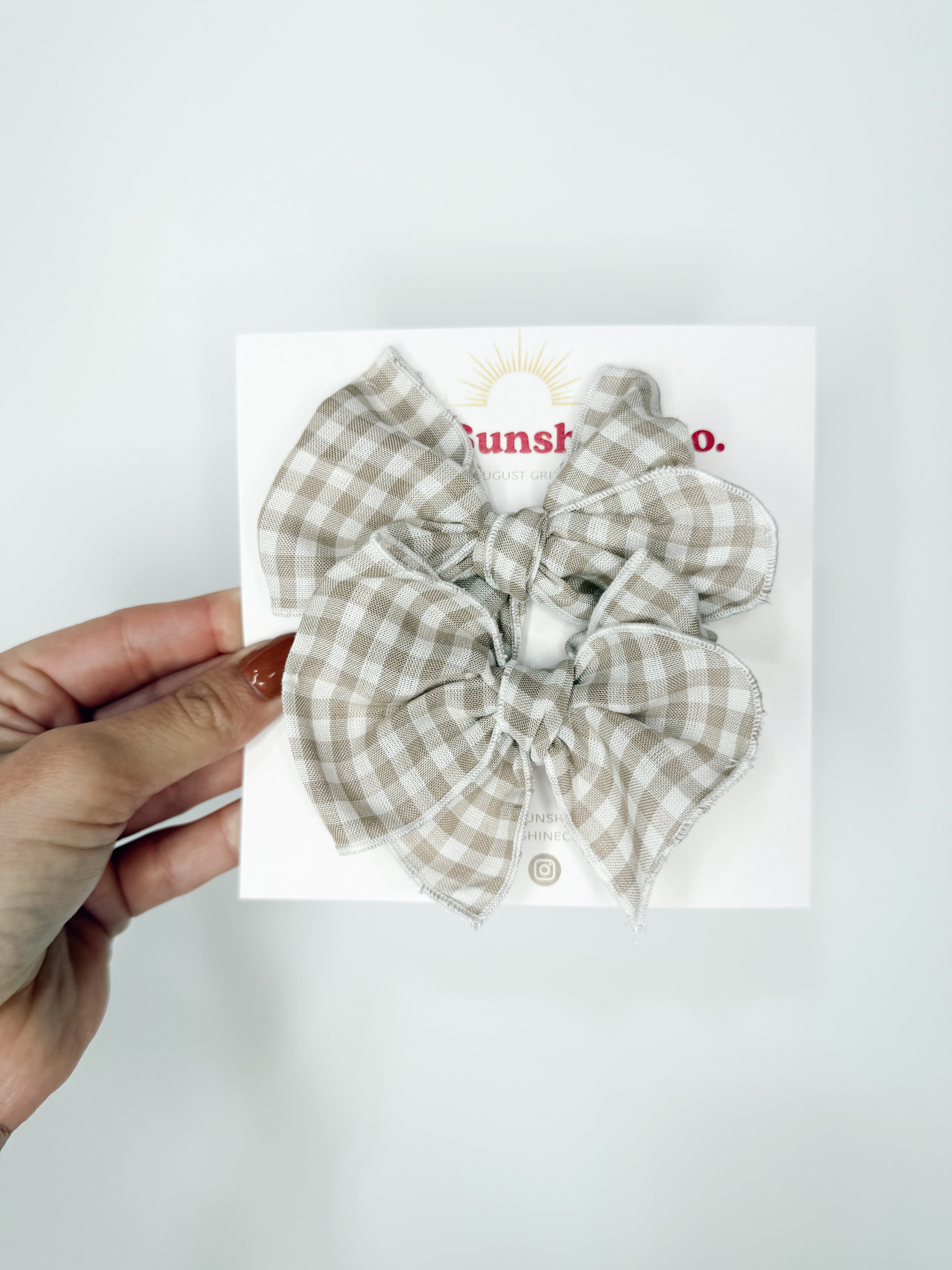Neutral Gingham Hair Bows