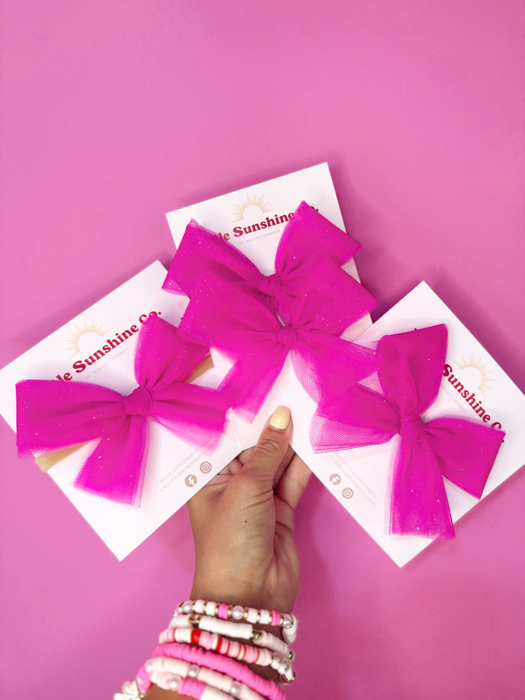 Hot Pink Tulle Hair Bows 🩷