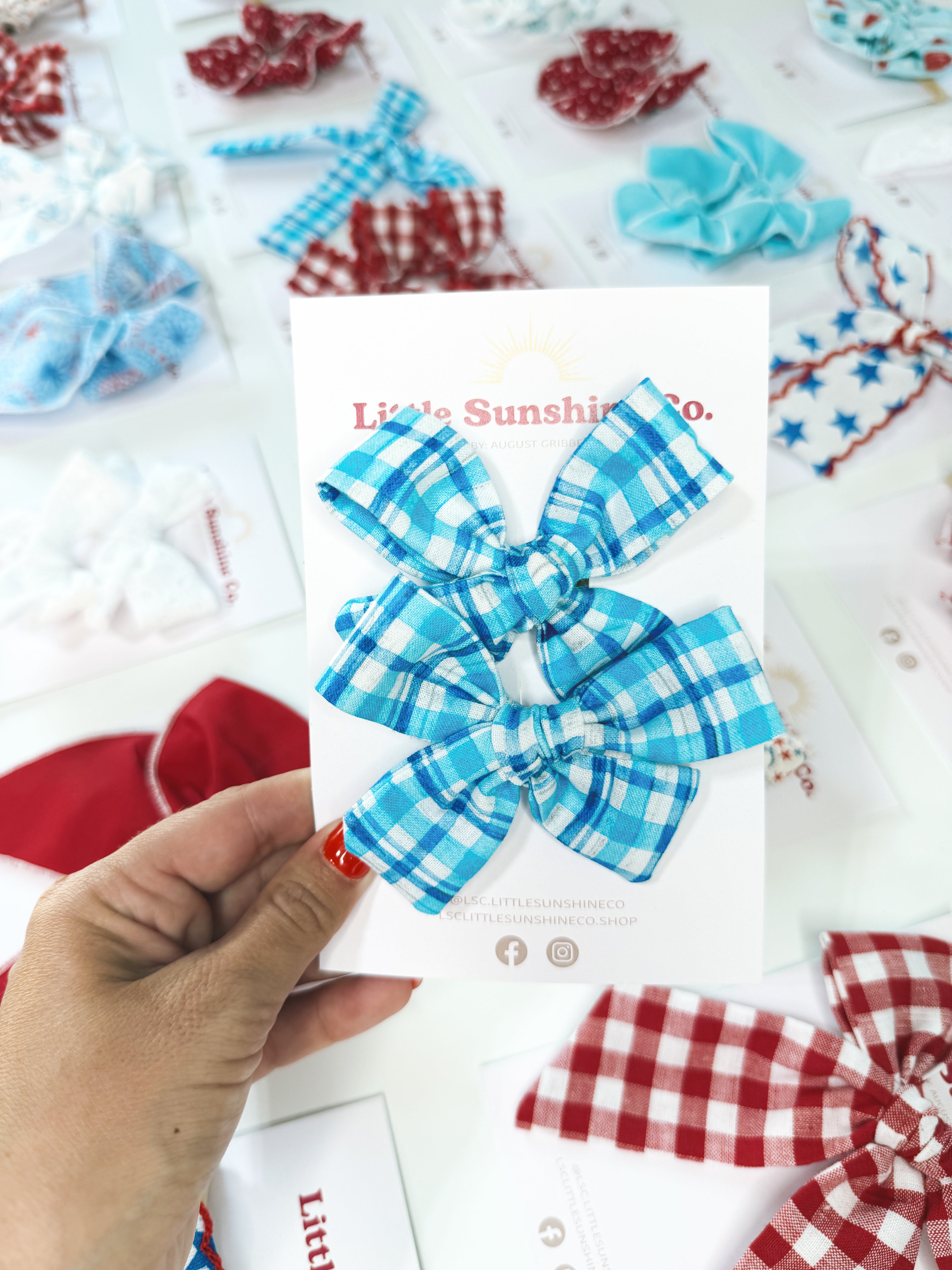 Blue Ribbon Picnic Hair Bows