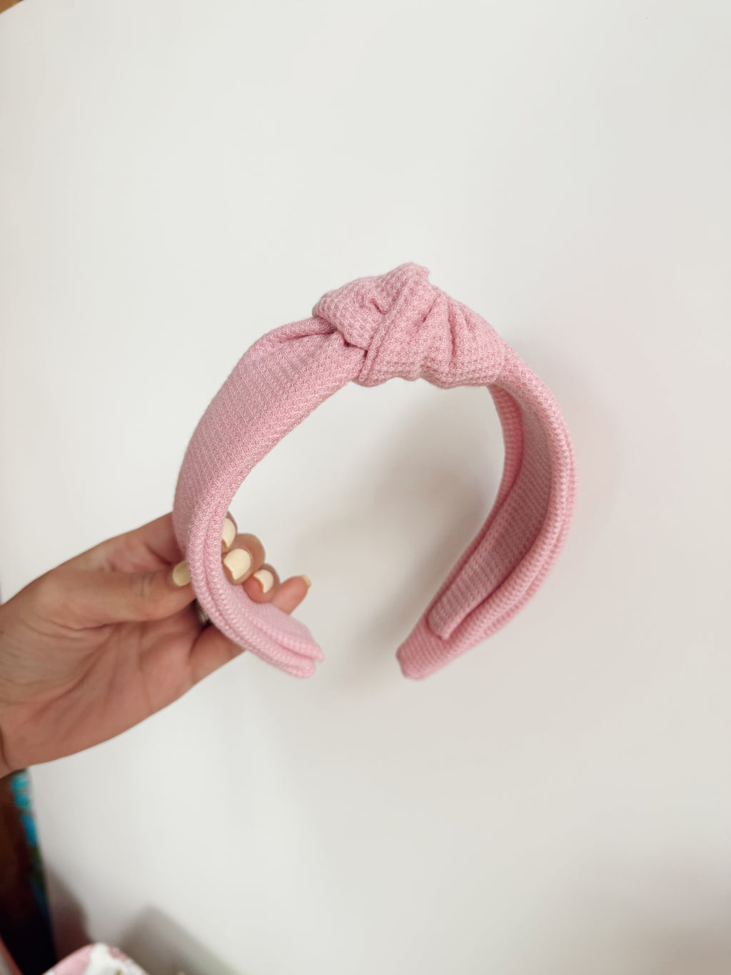 Pink Waffle Knit Knotted Headband