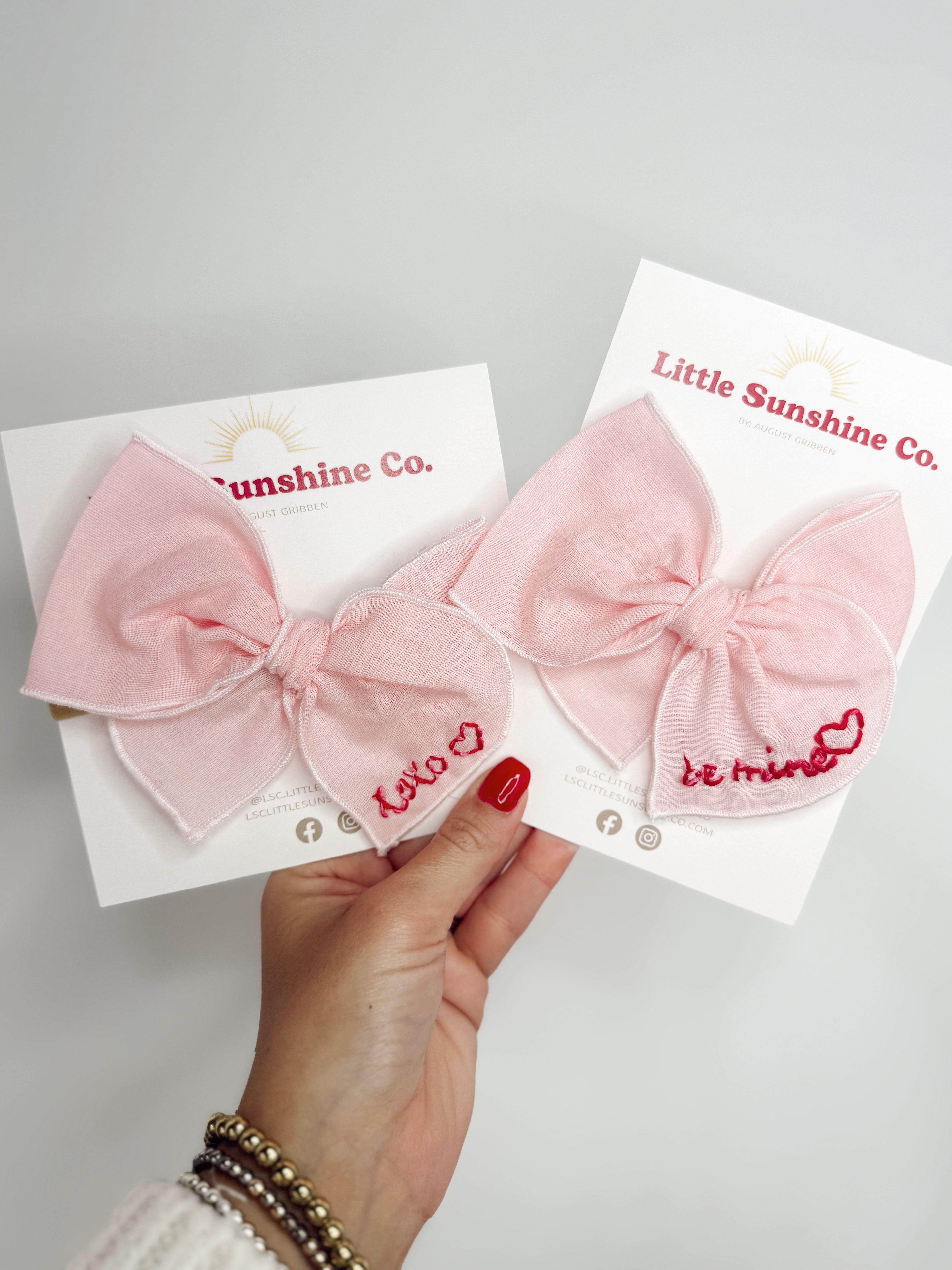 Valentine's Day Embroidered Hair Bows