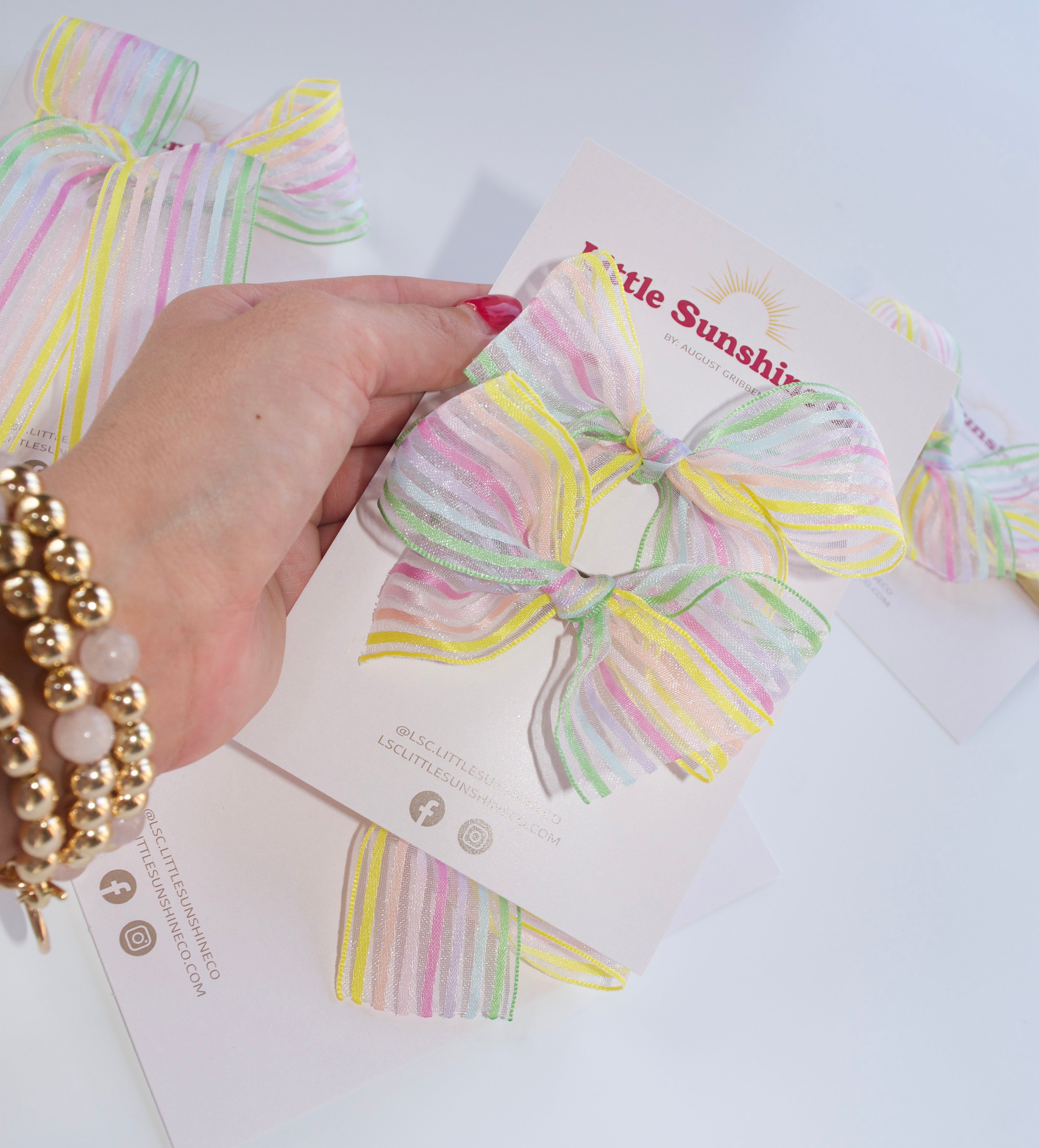 Rainbow Ribbon Hair Bows