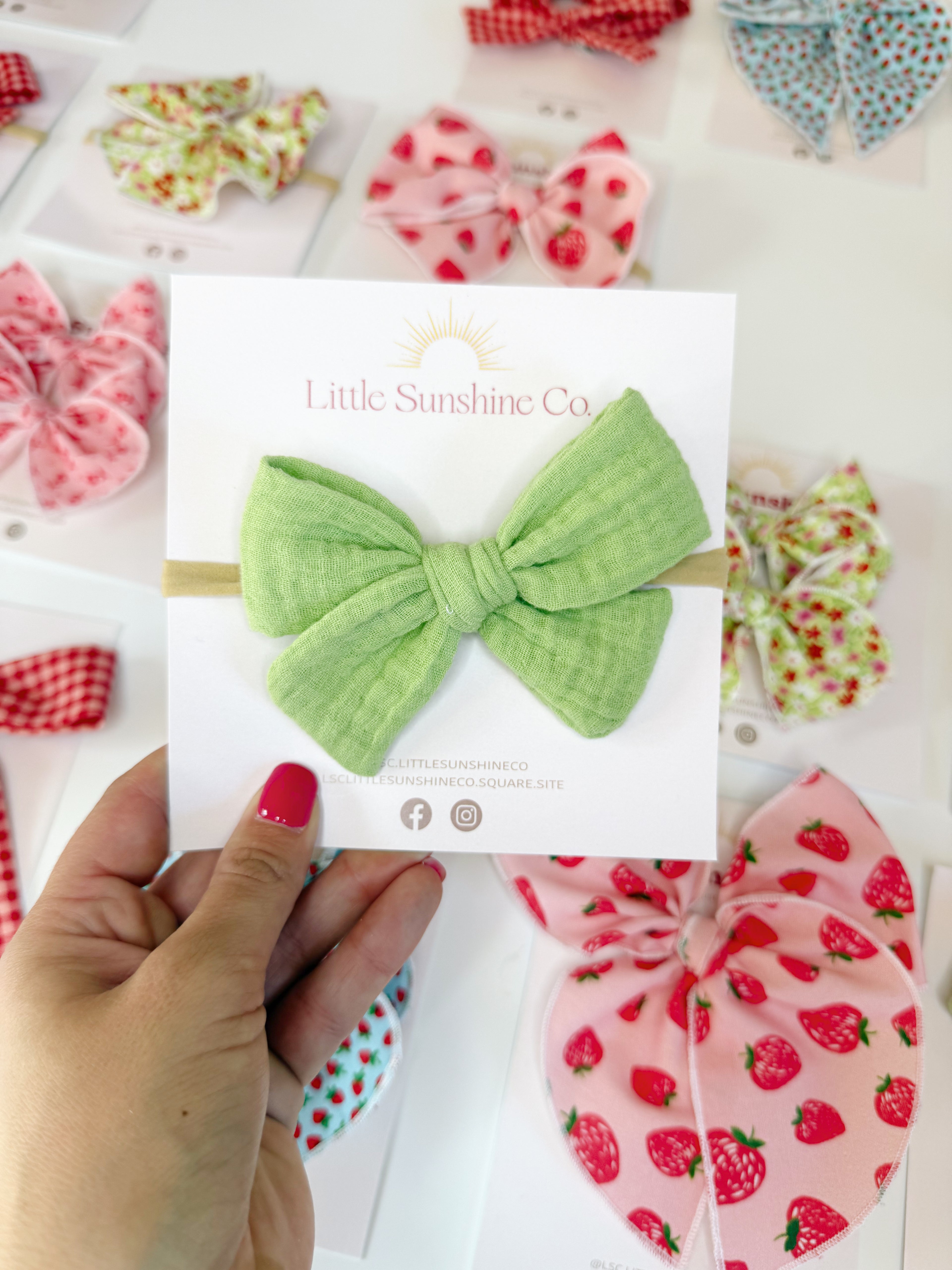 Lime Gauze Hair Bows