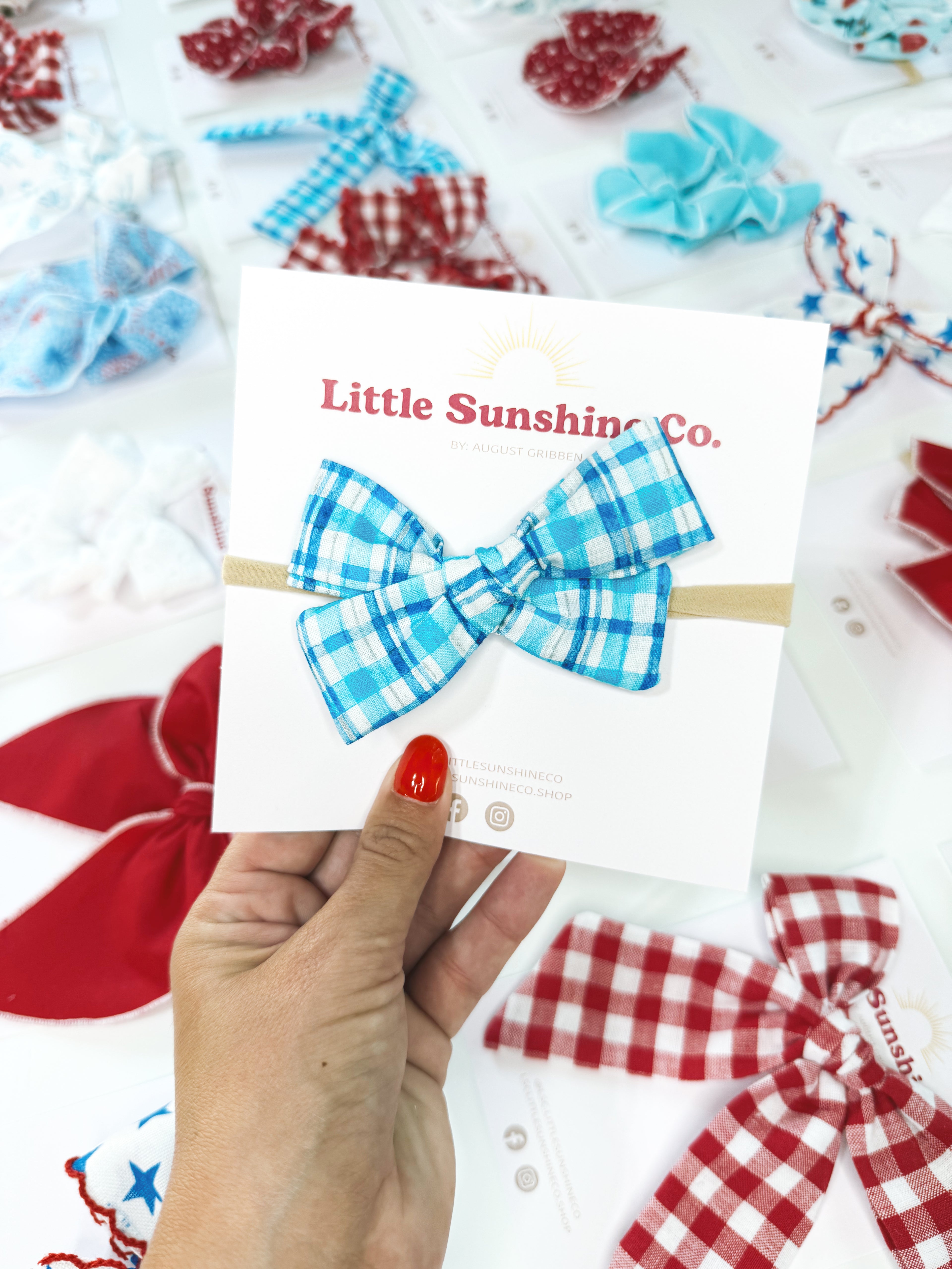 Blue Ribbon Picnic Hair Bows