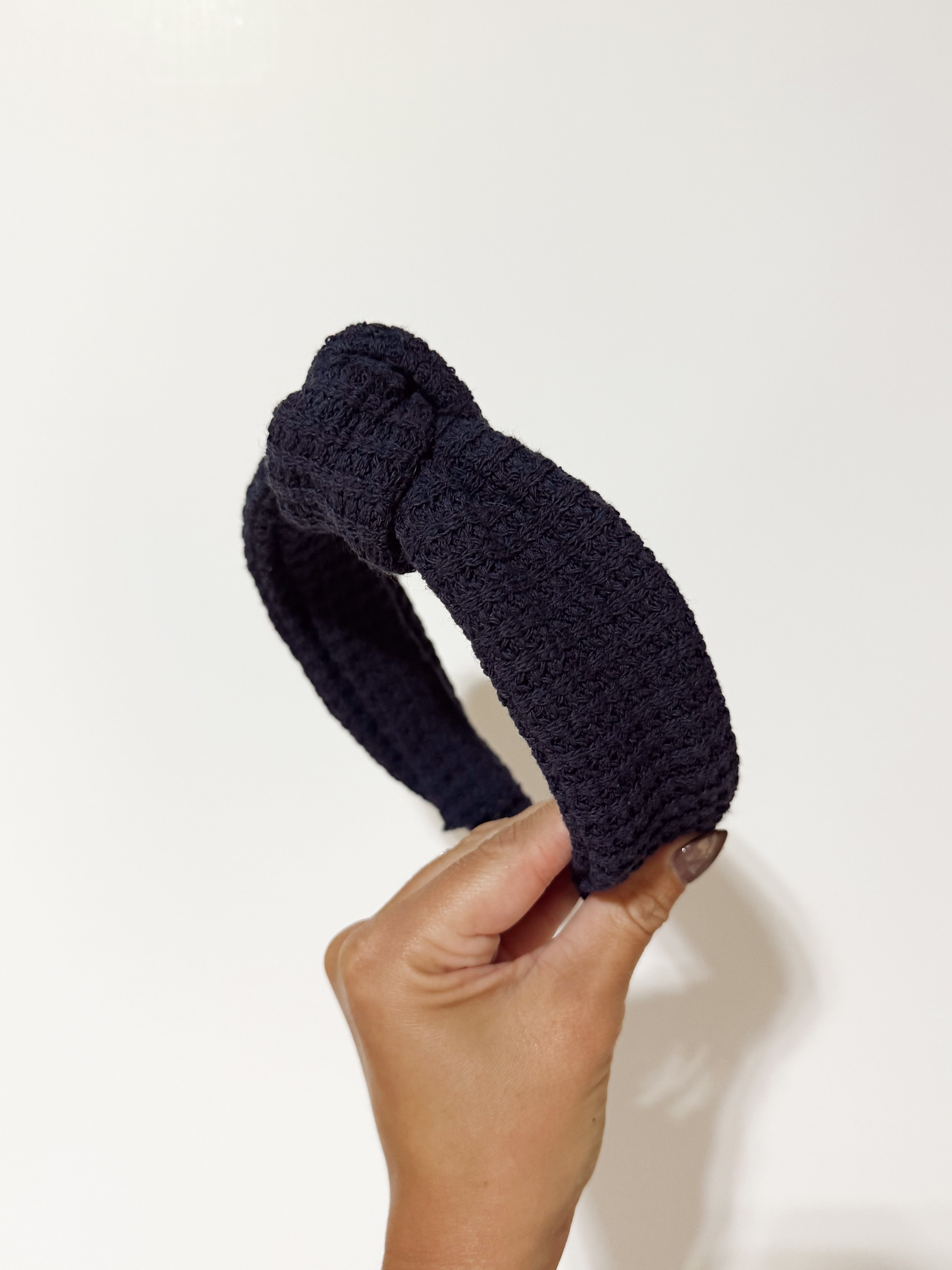 Navy Knitted Knotted Headband