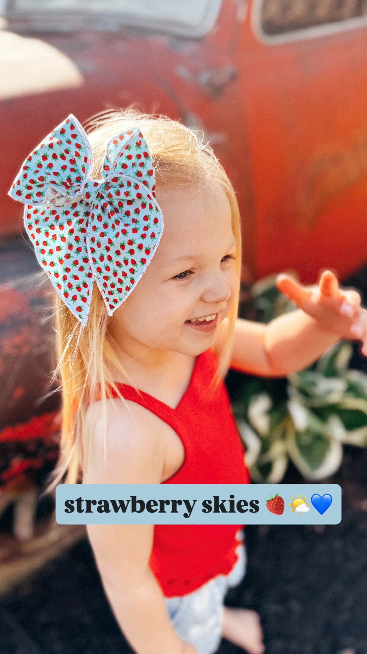 Strawberry Skies Hair Bows🍓🩵🌤️