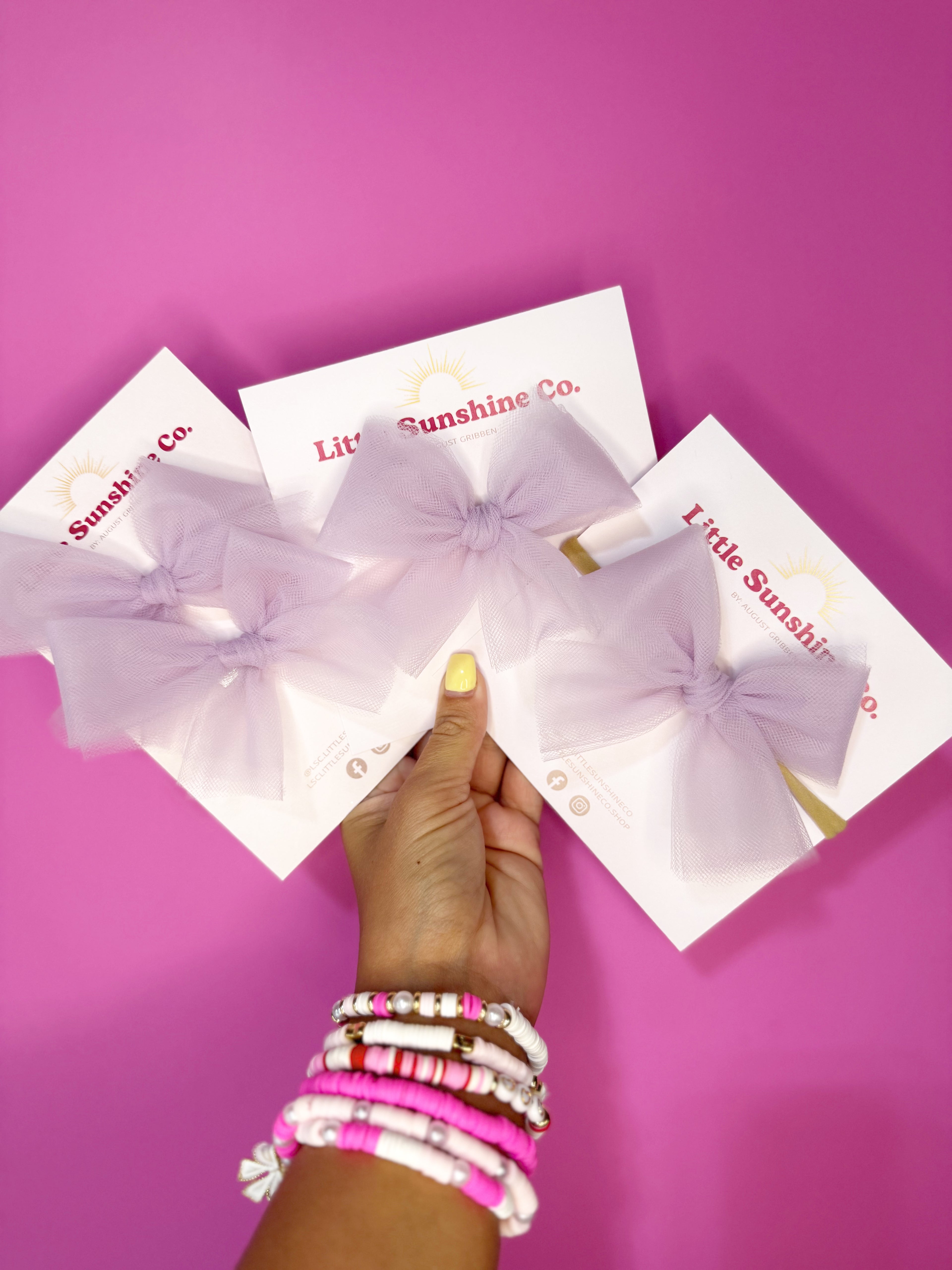 Light Lavender Tulle Hair Bows 💜