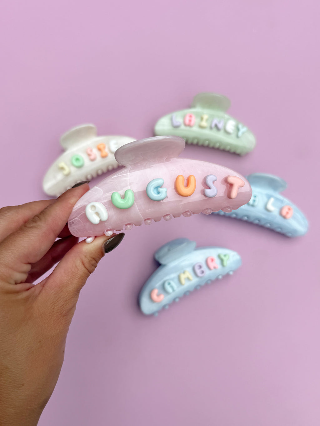 Personalized Bubble Letter Claw Clip