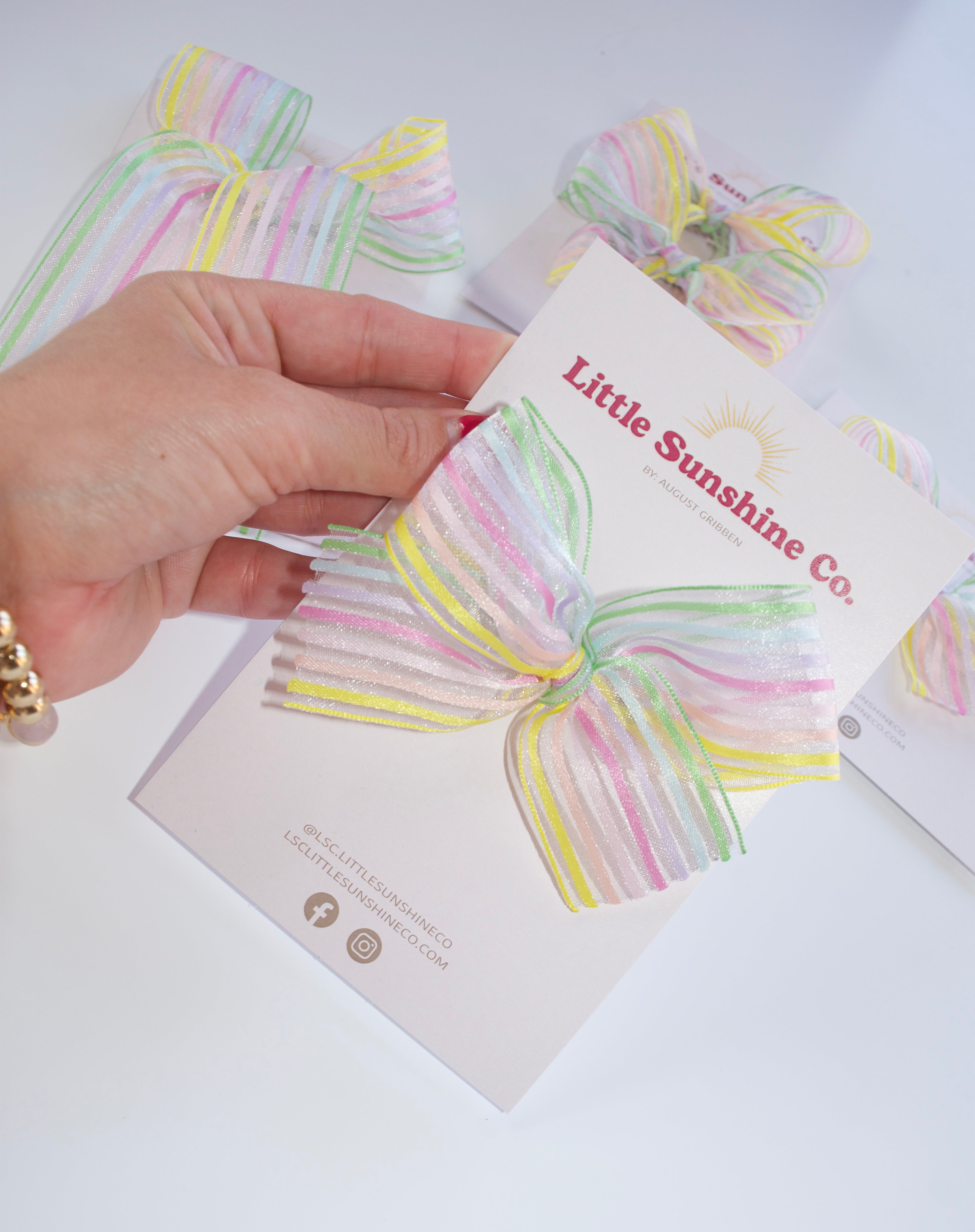 Rainbow Ribbon Hair Bows