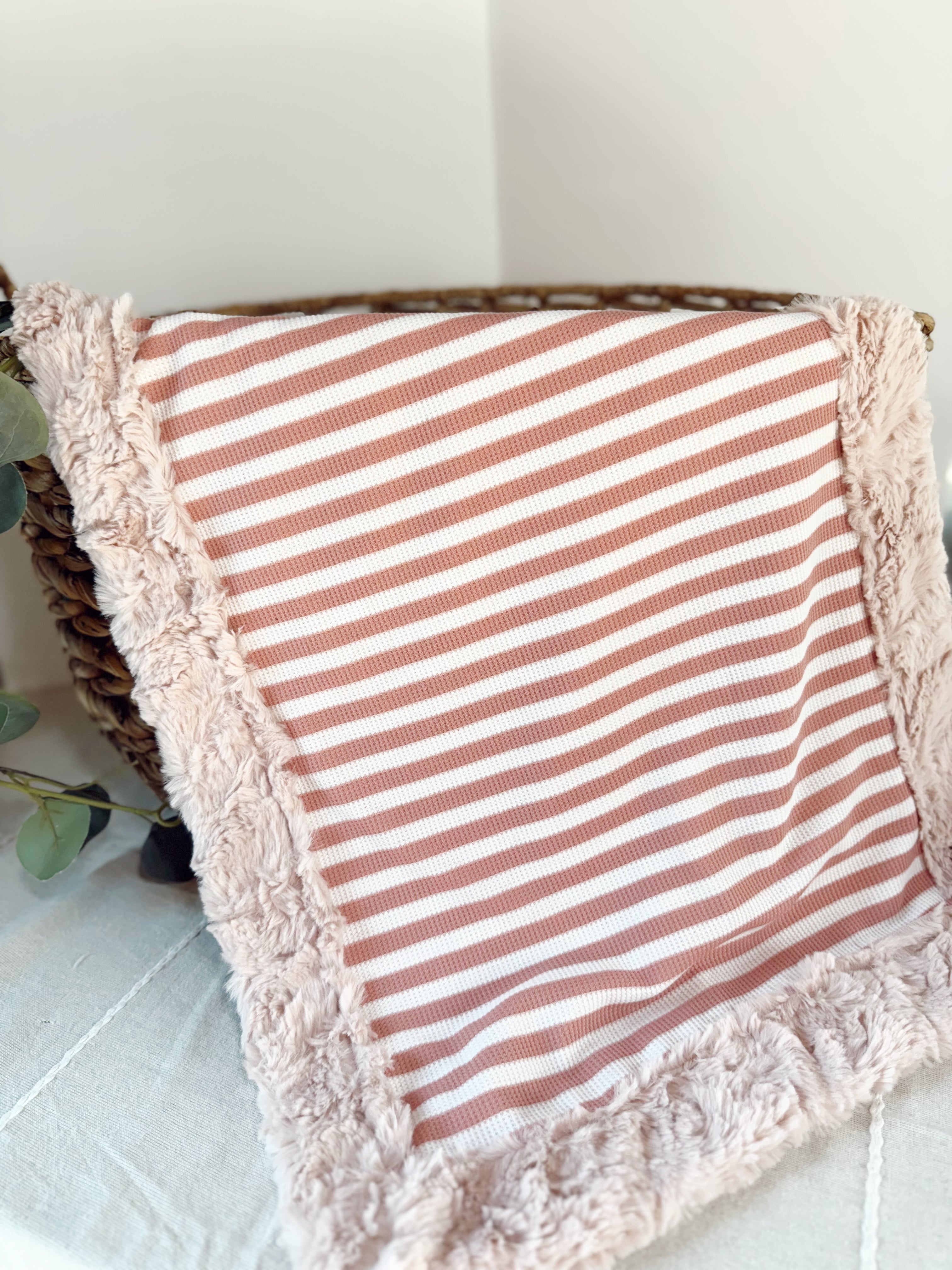 Mauve Stripped Snuggle Blankets