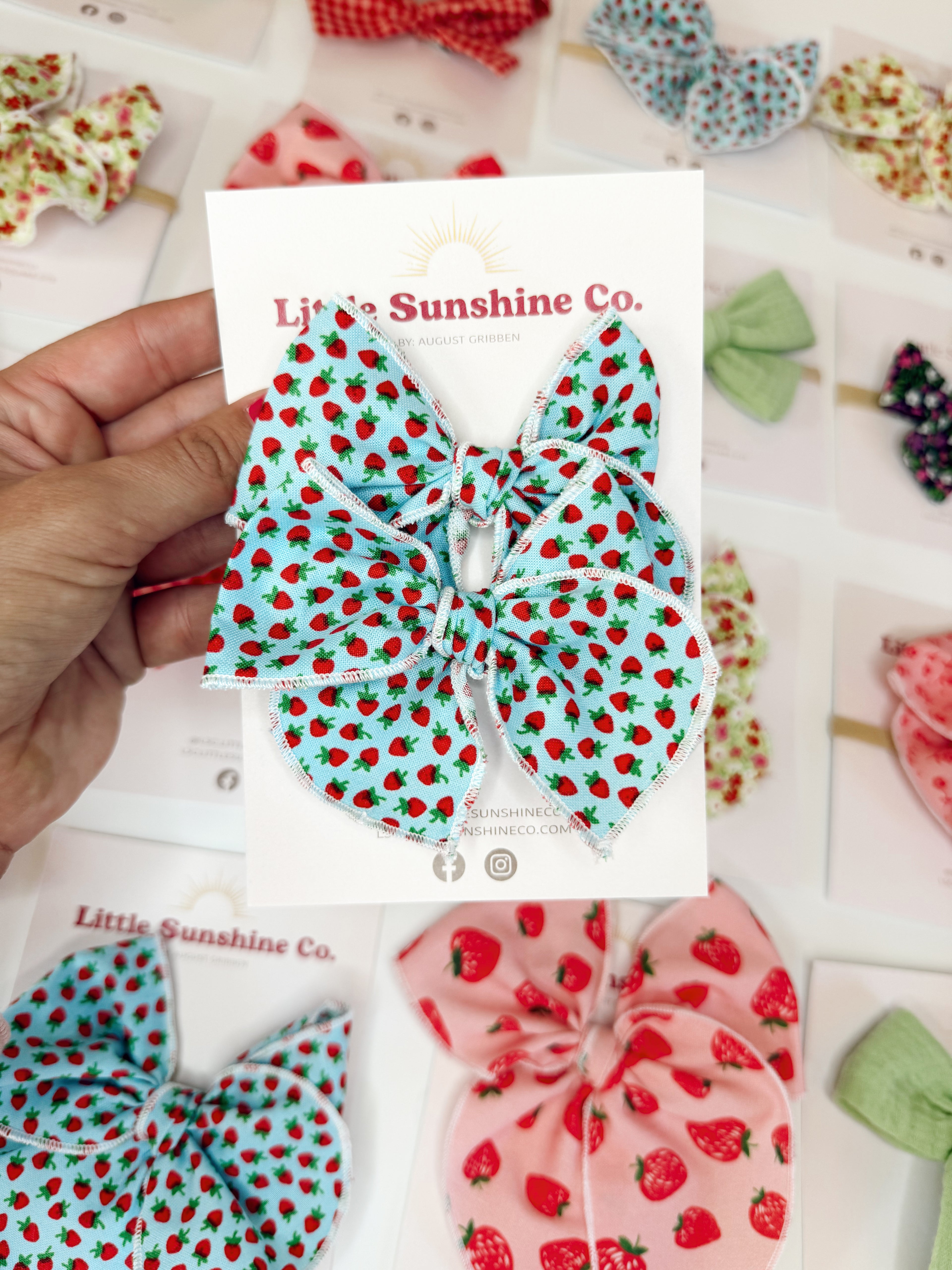Strawberry Skies Hair Bows🍓🩵🌤️