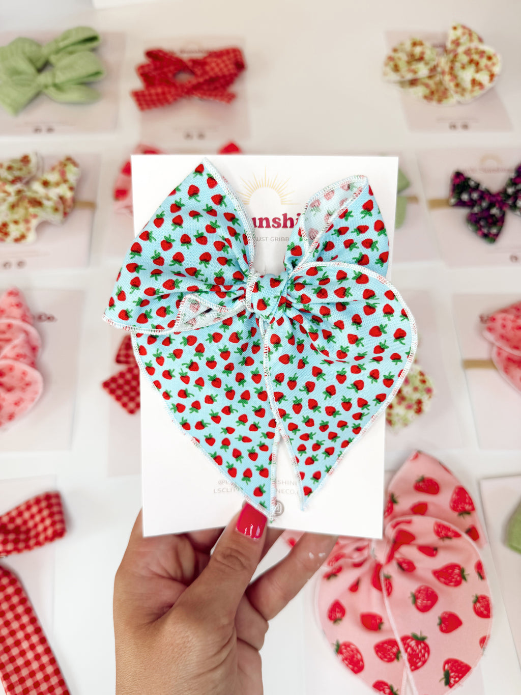 Strawberry Skies Hair Bows🍓🩵🌤️
