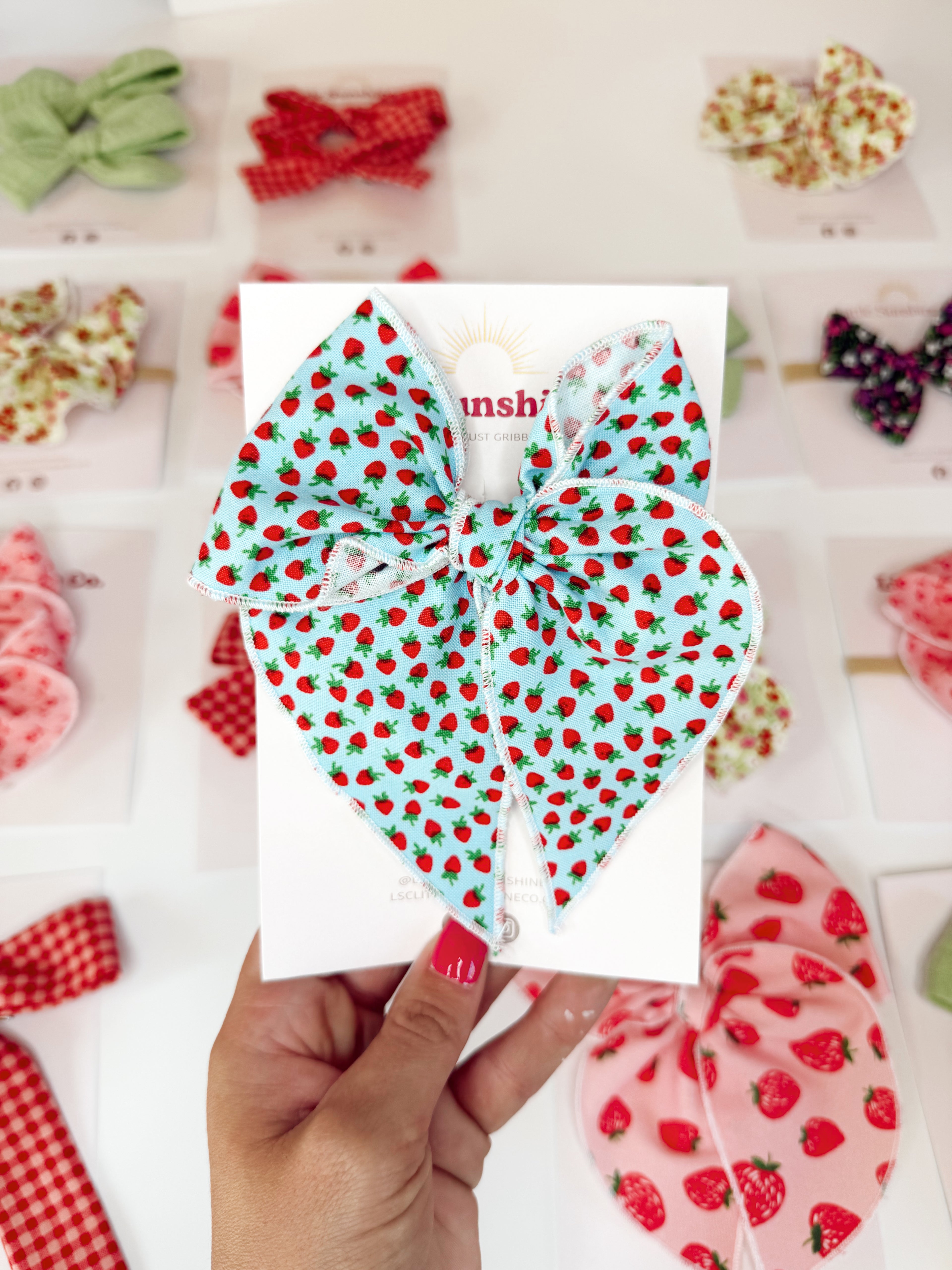 Strawberry Skies Hair Bows🍓🩵🌤️