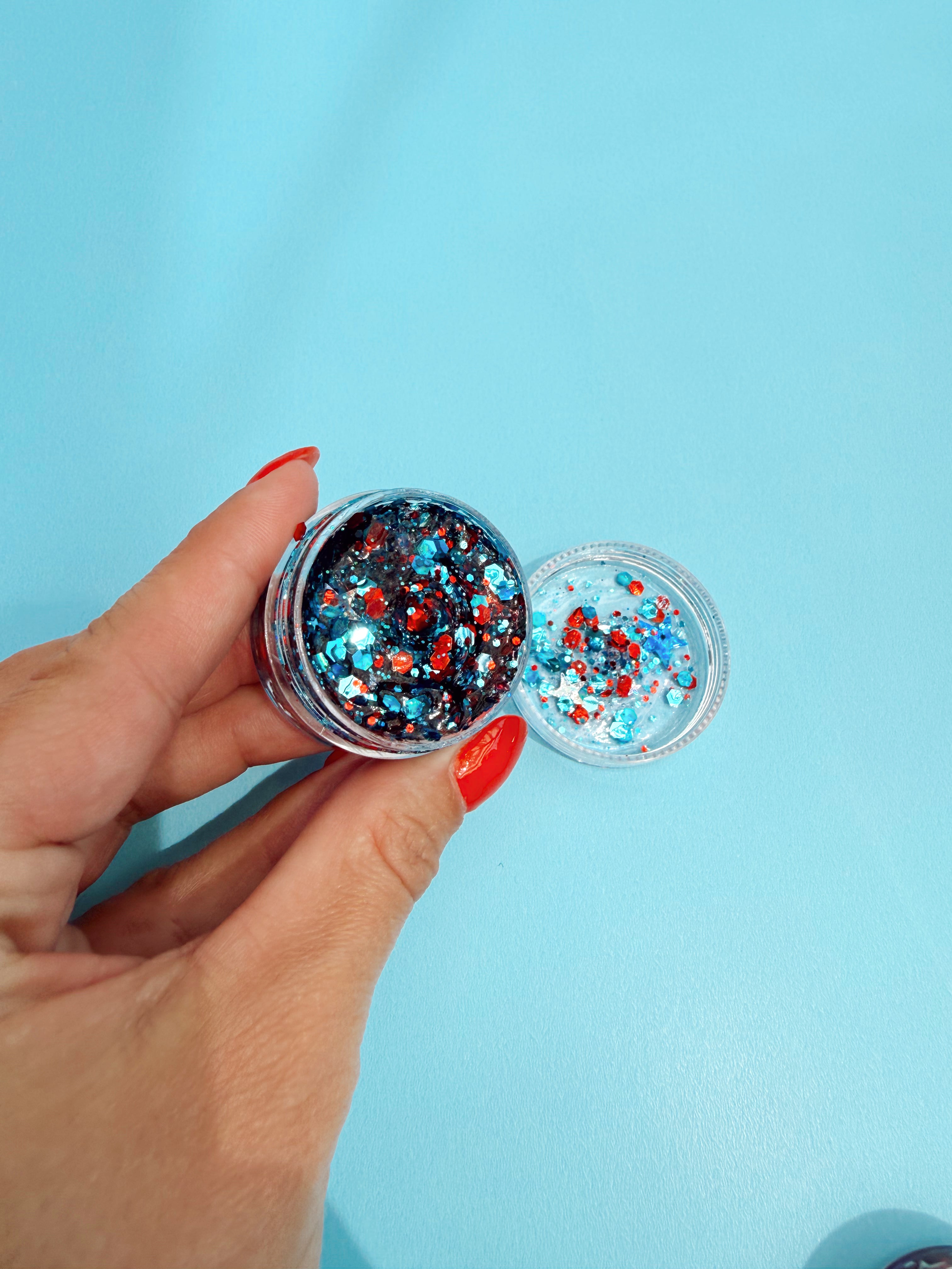 Red & Blue Stars Hair Glitter ✨