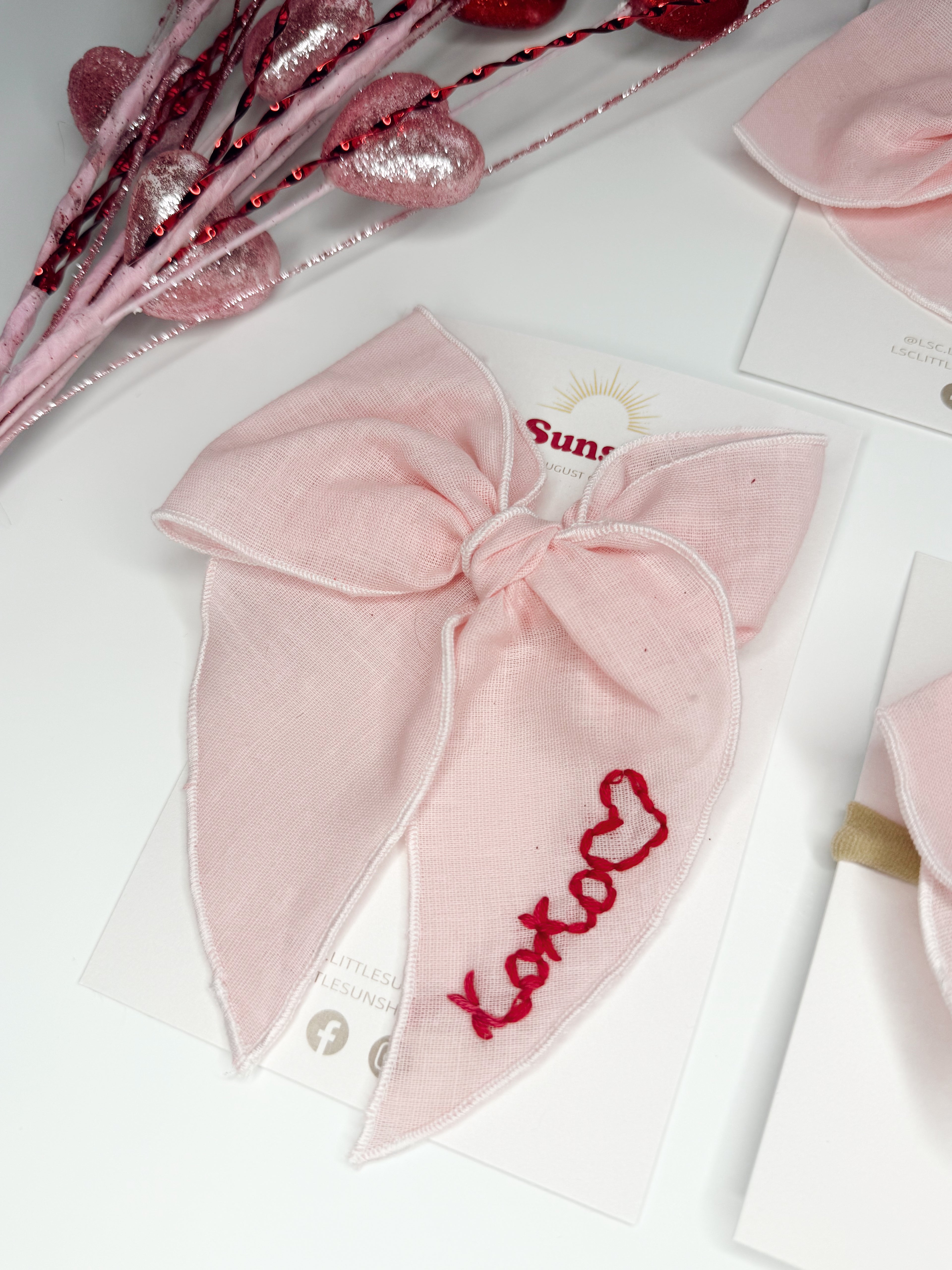Valentine's Day Embroidered Hair Bows