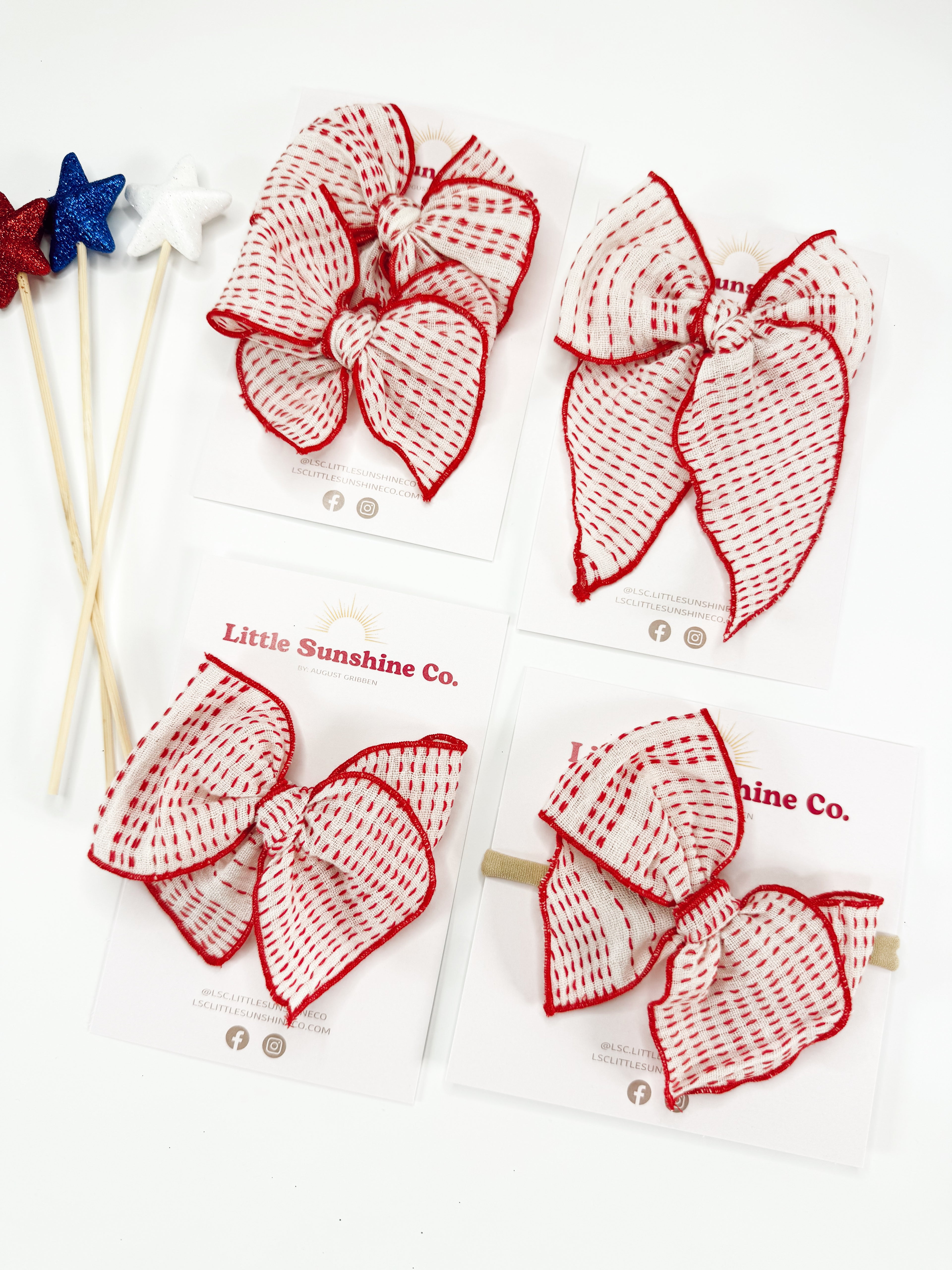 Red Vintage Hair Bows