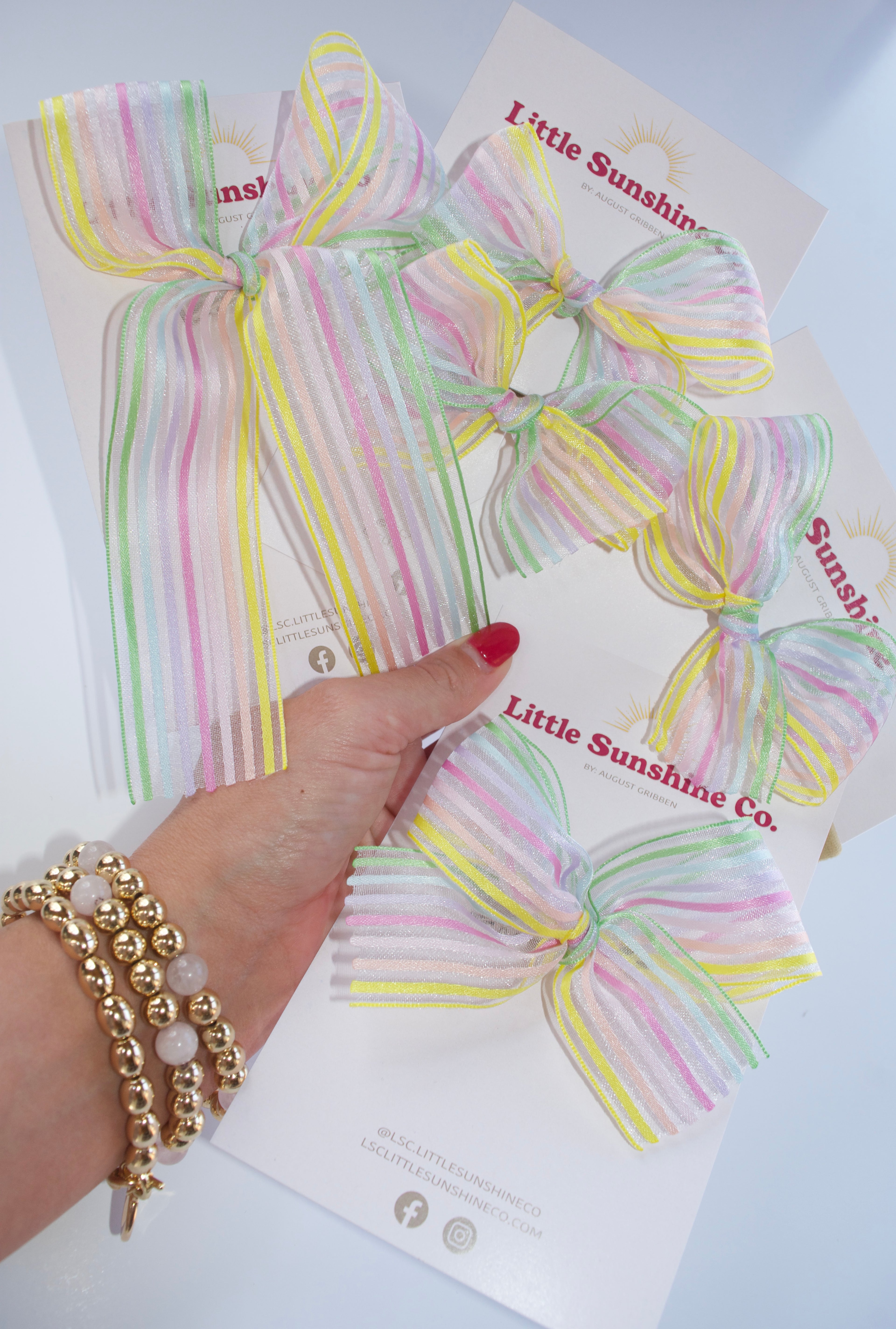 Rainbow Ribbon Hair Bows