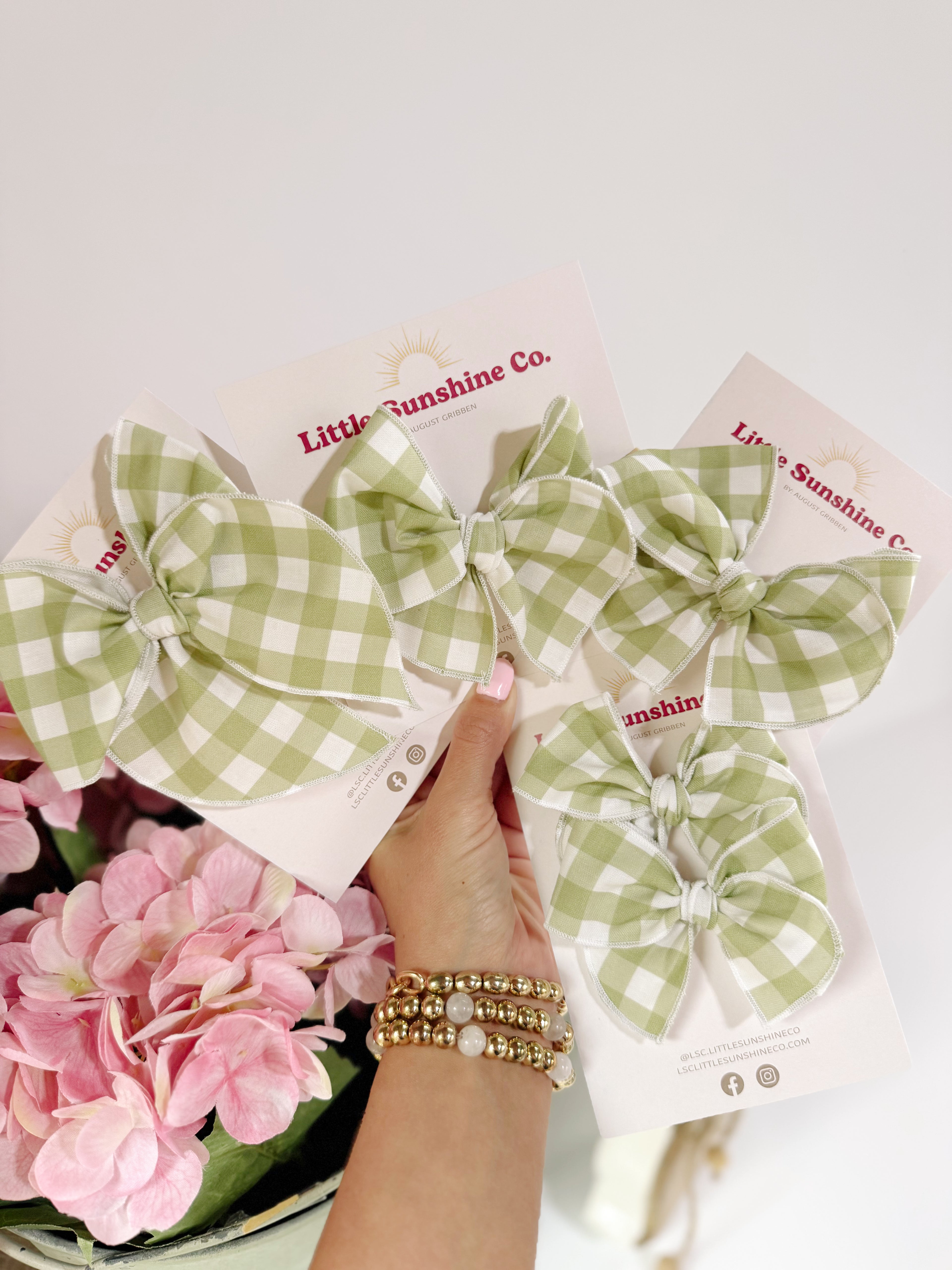 Garden Gingham Hair Bows