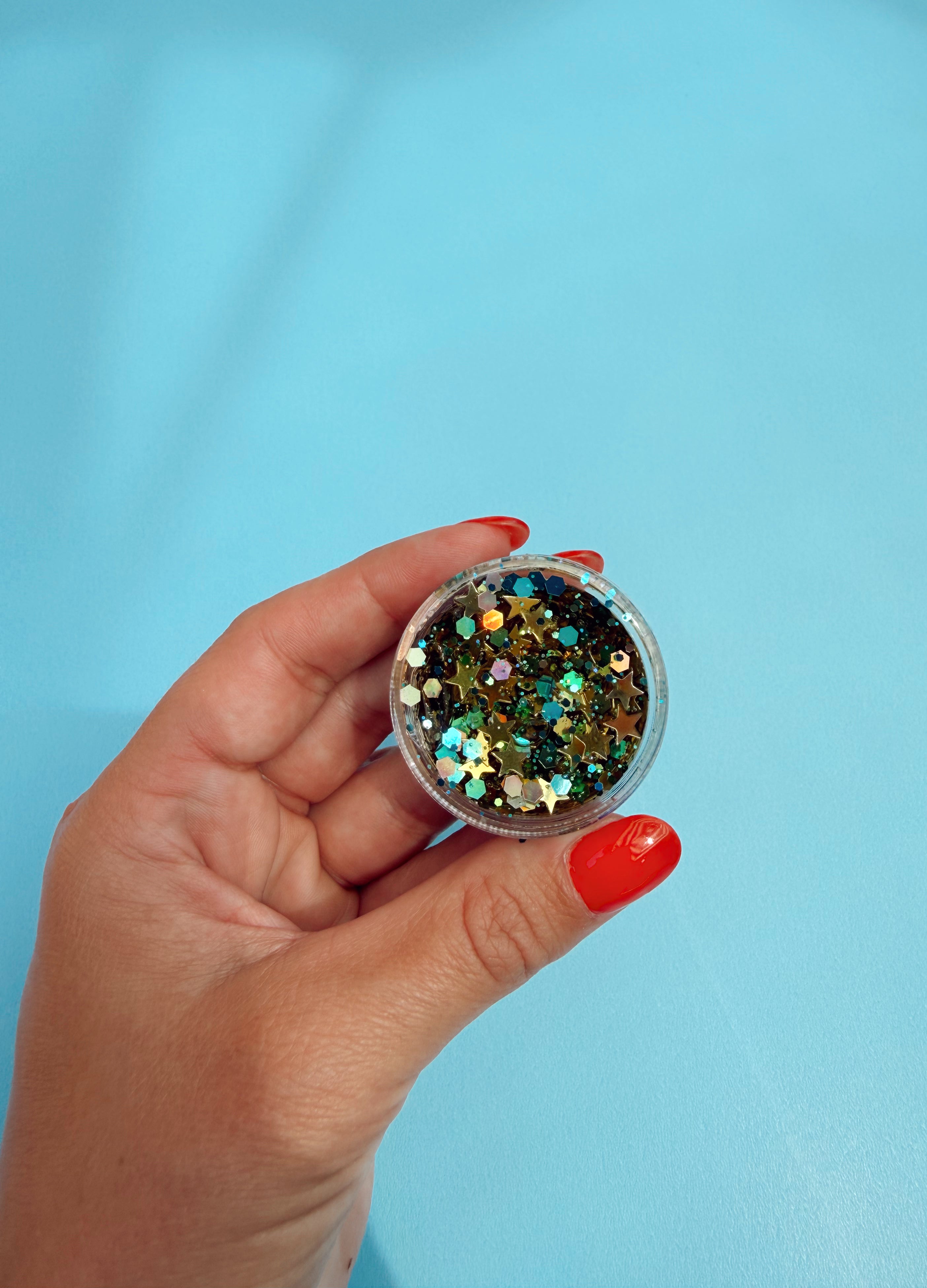 Gold Stars & Aqua Hair Glitter ✨
