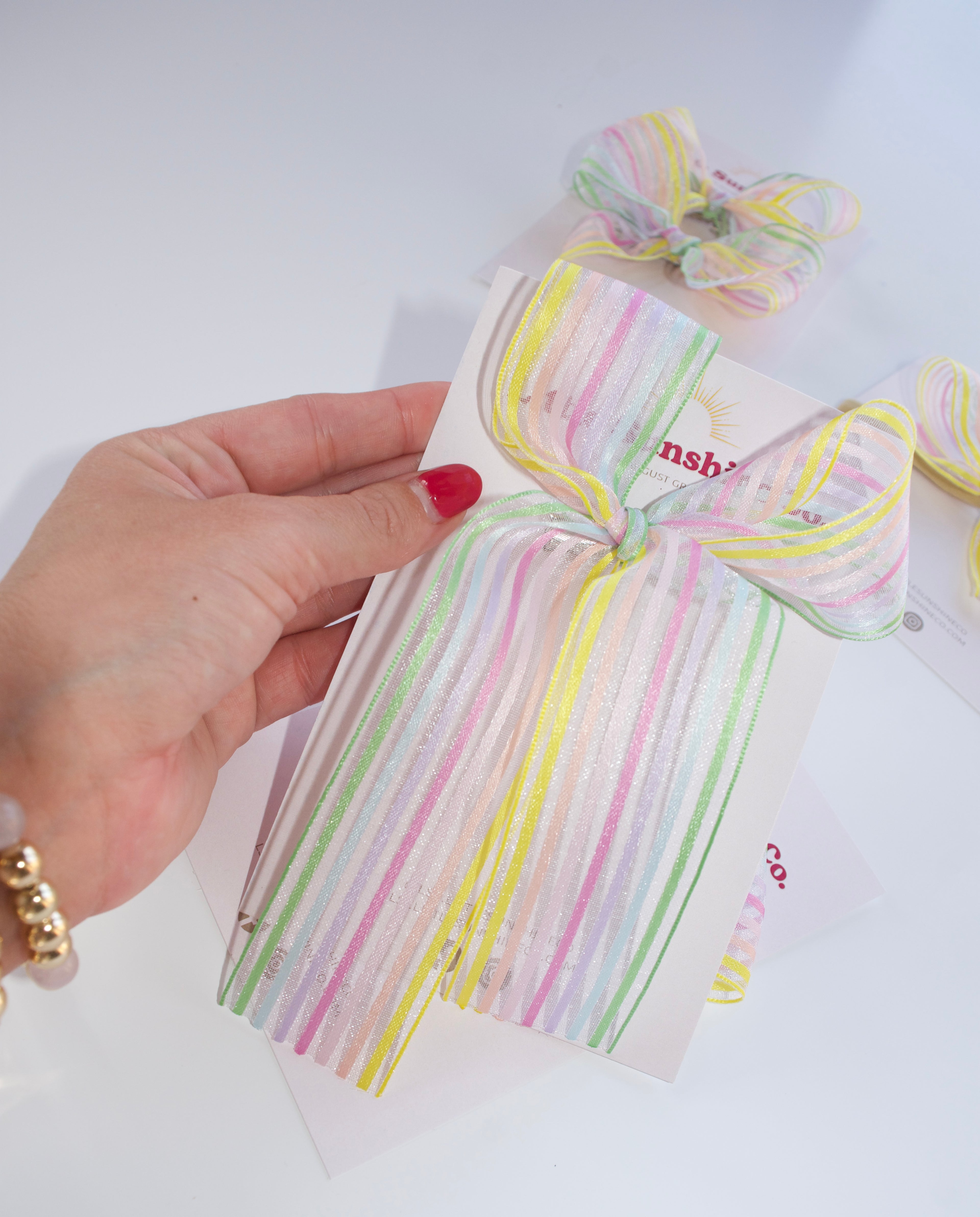 Rainbow Ribbon Hair Bows