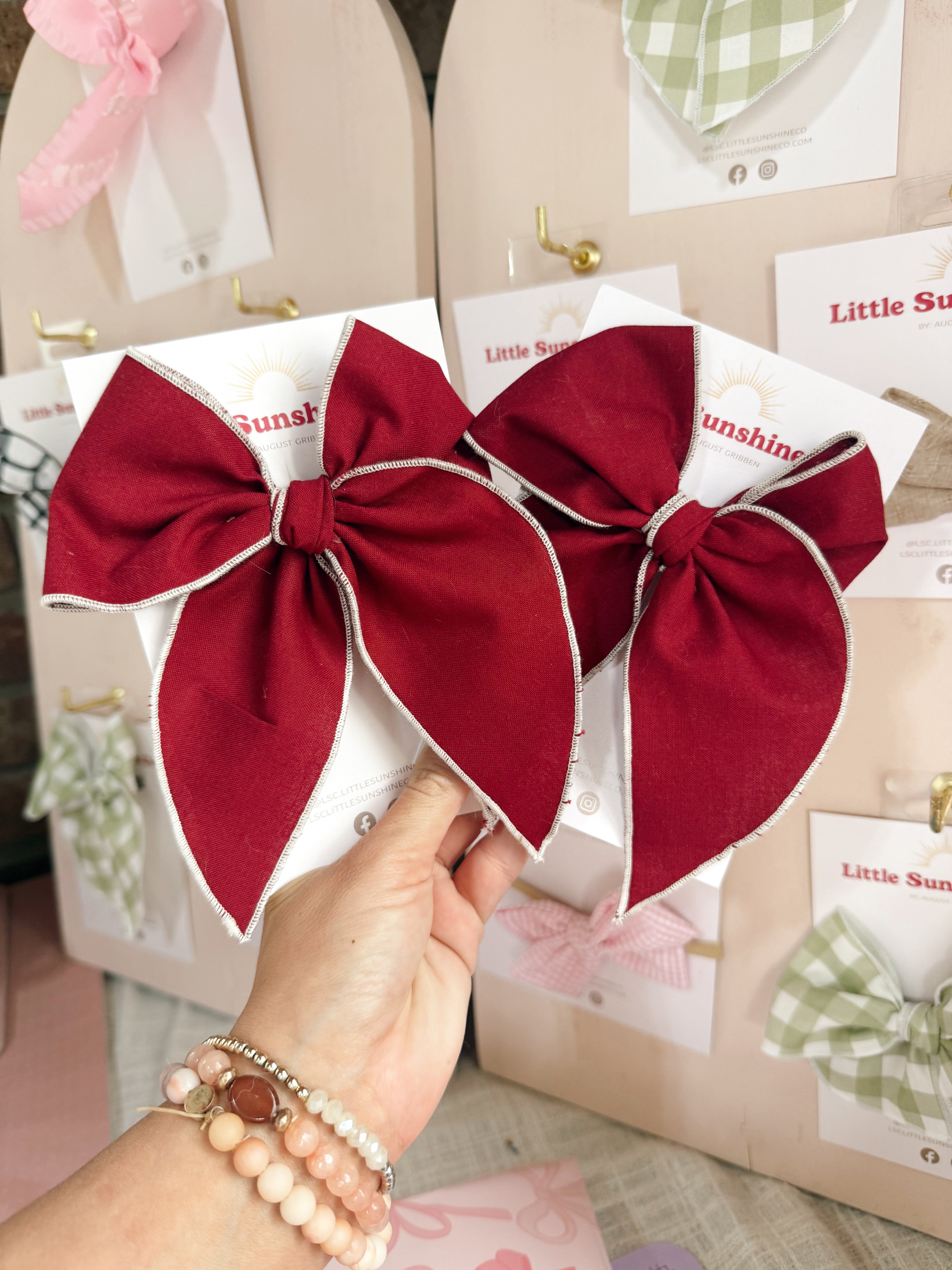 Burgundy Hair Bows - Large Clip