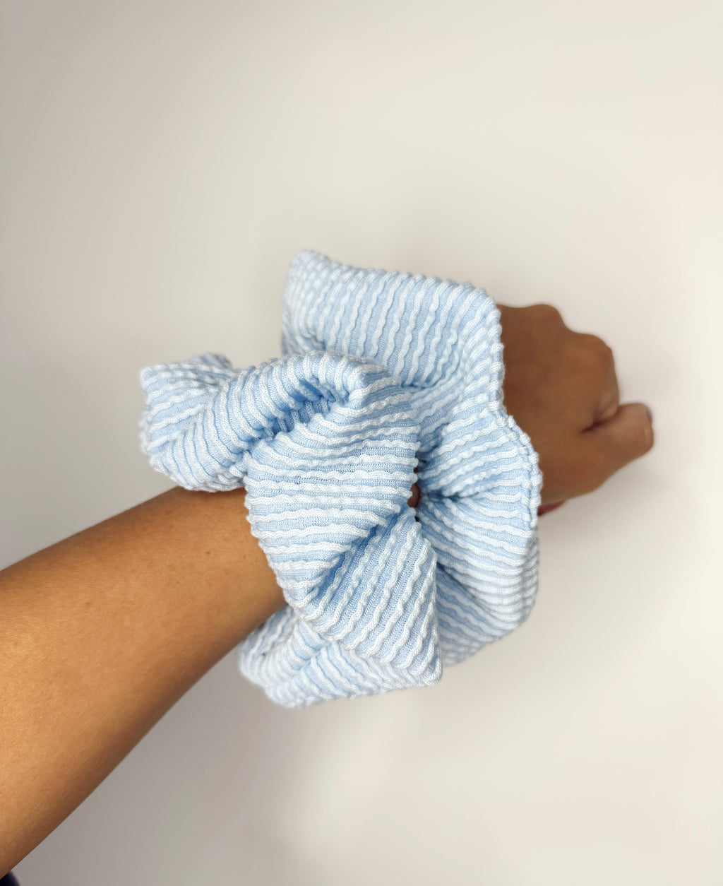 Light Blue Ribbed Scrunchies