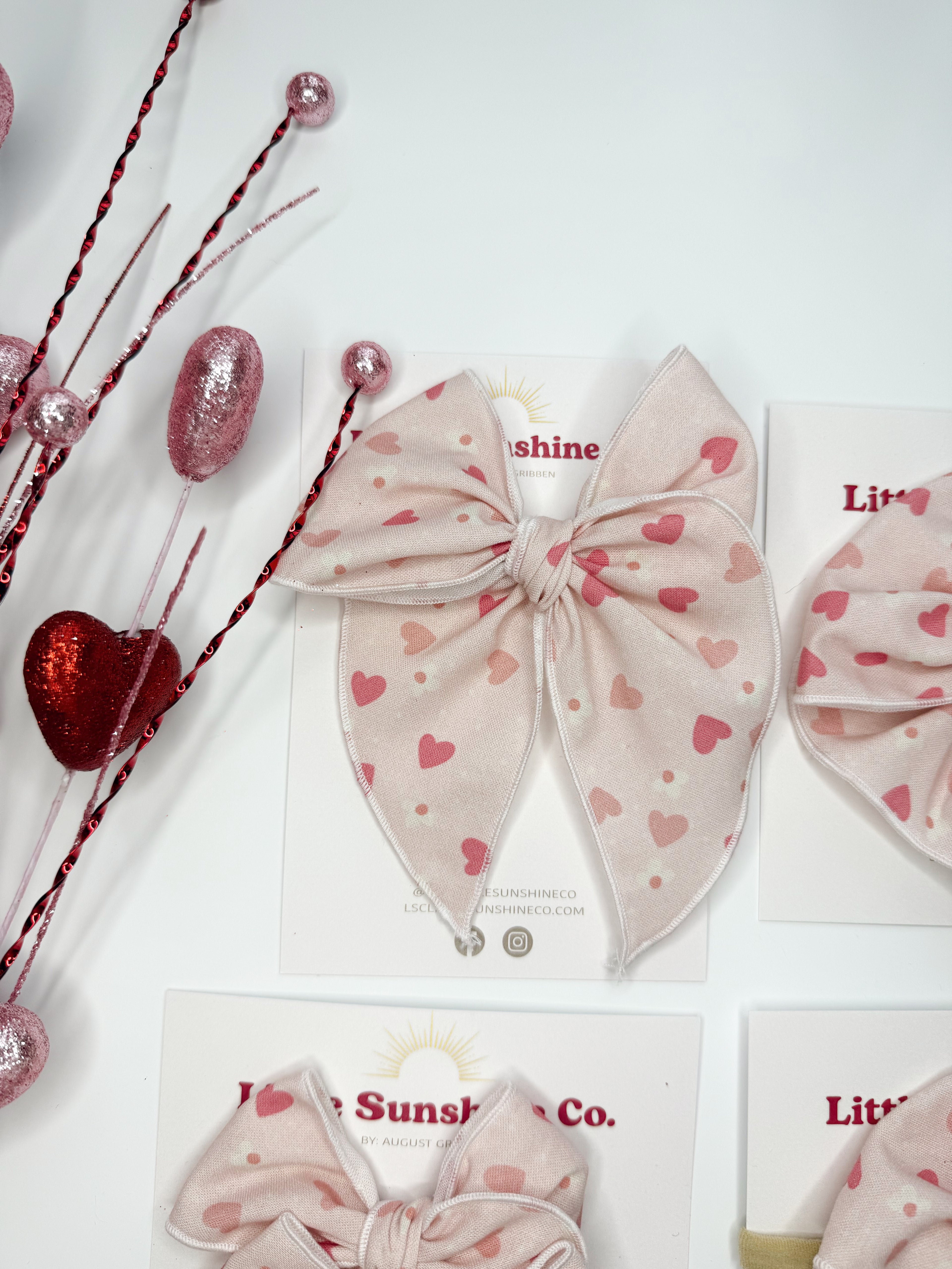 Blushing Hearts Hair Bows