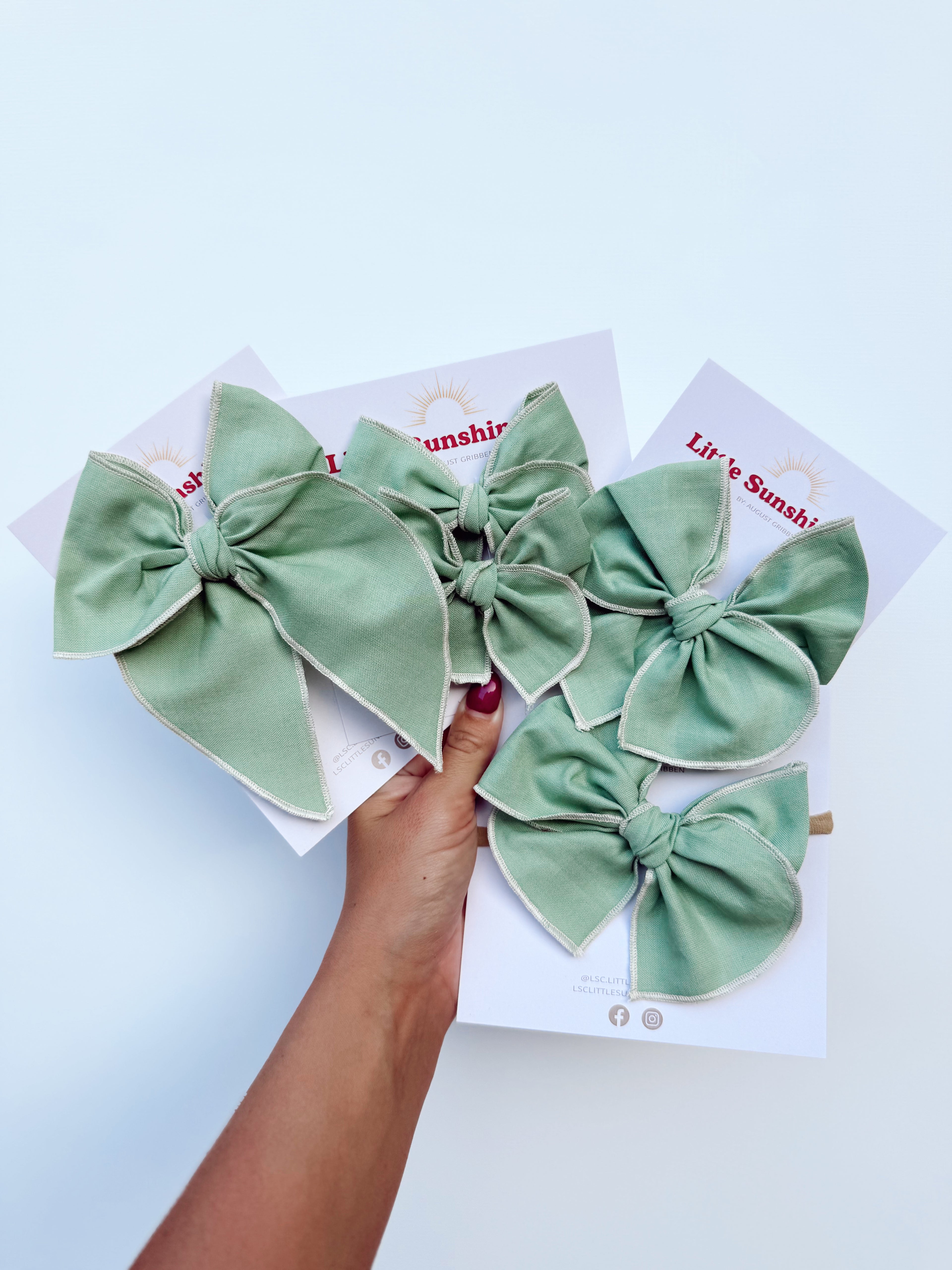 Bright Sage Hair Bows 🌿